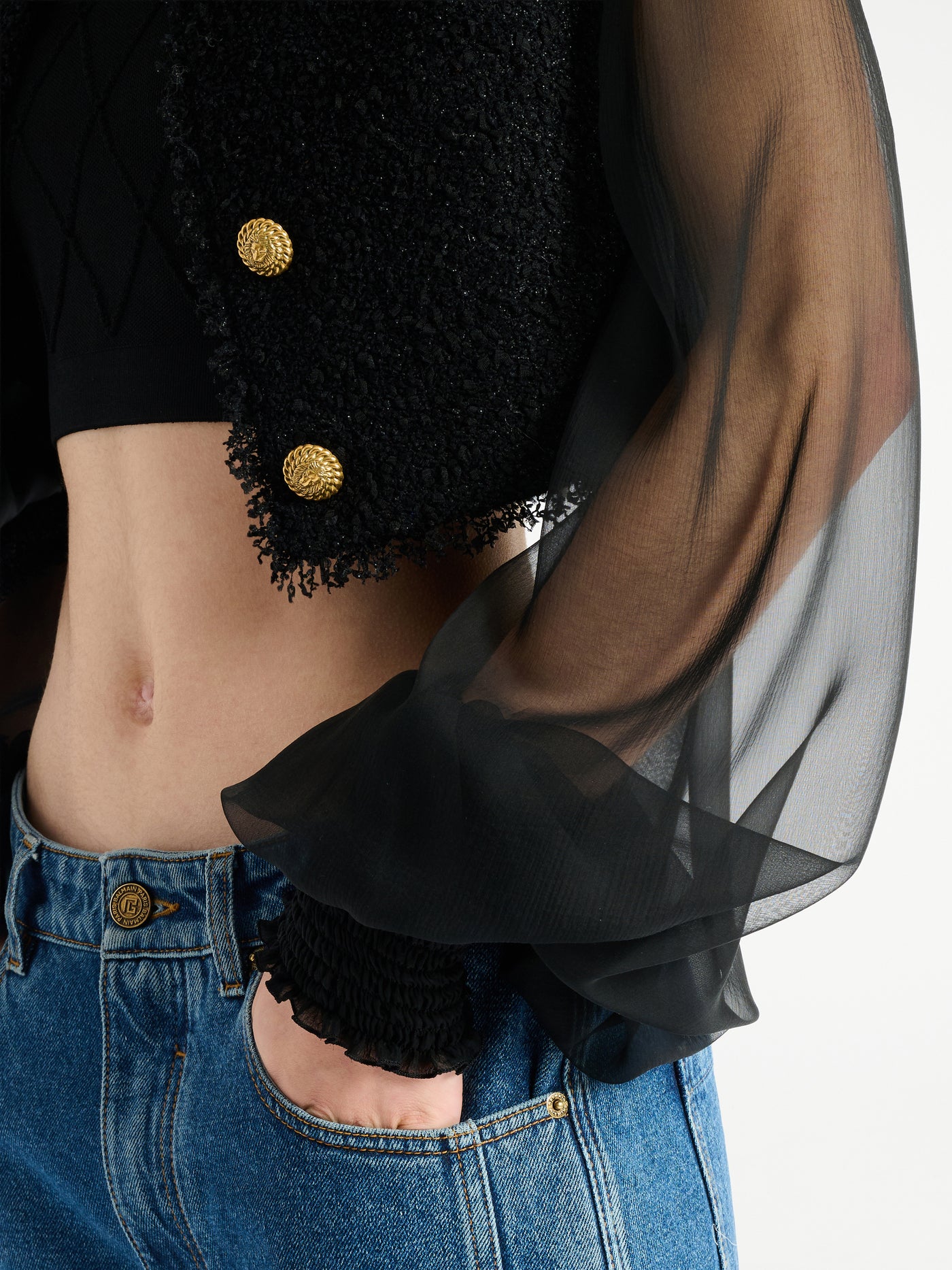 Spencer aus Tweed und Musselin