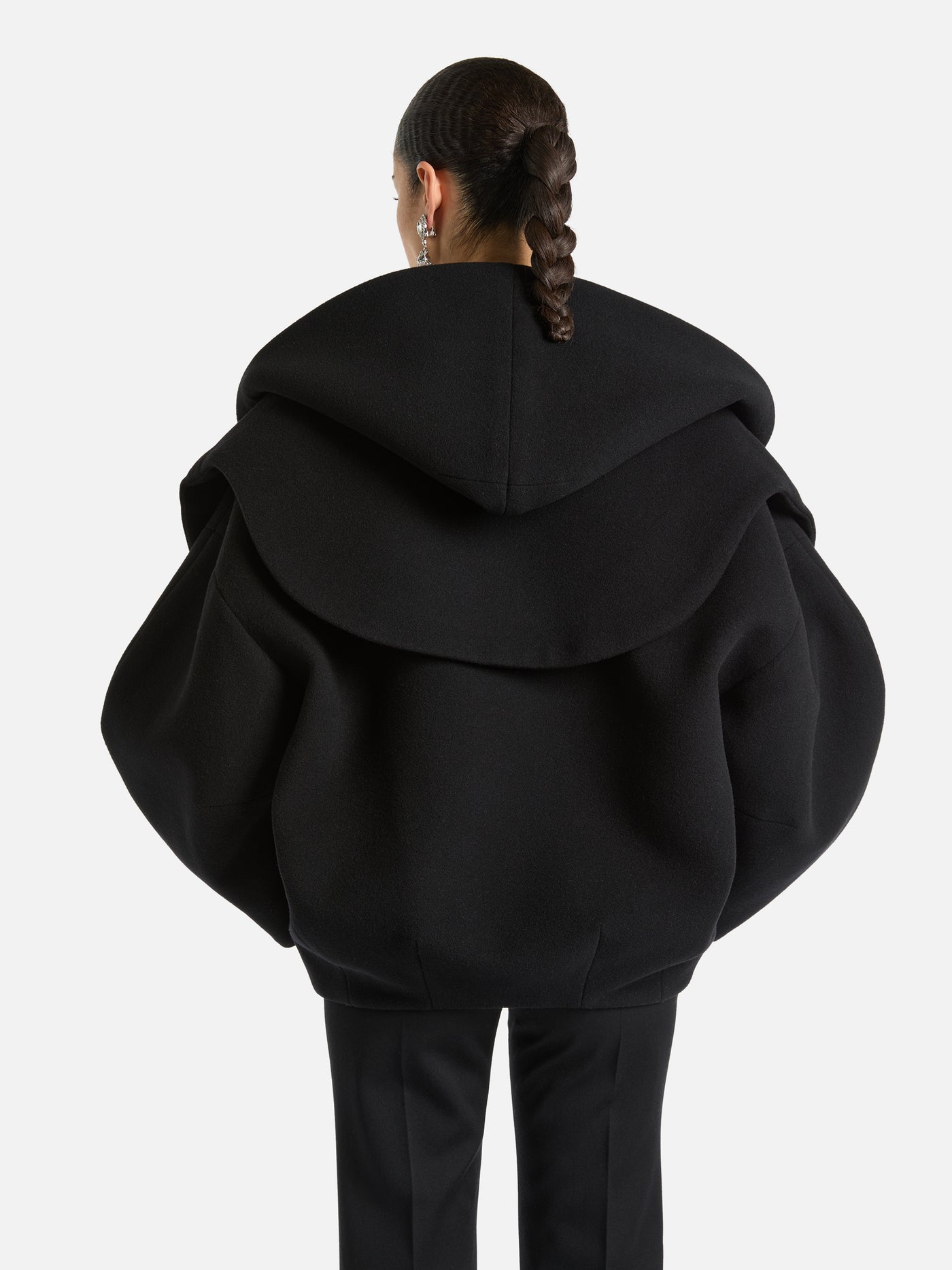 Oversize-Caban mit Kapuze aus Wolle