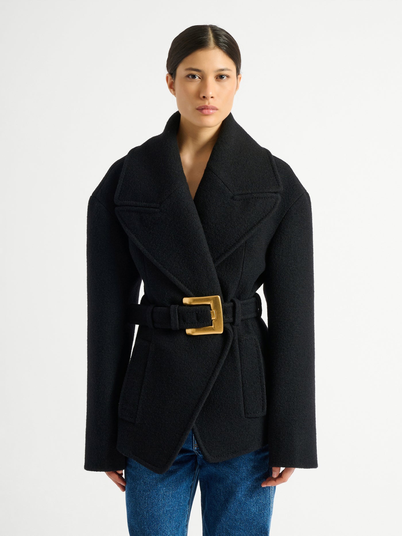 Belted wool pea coat