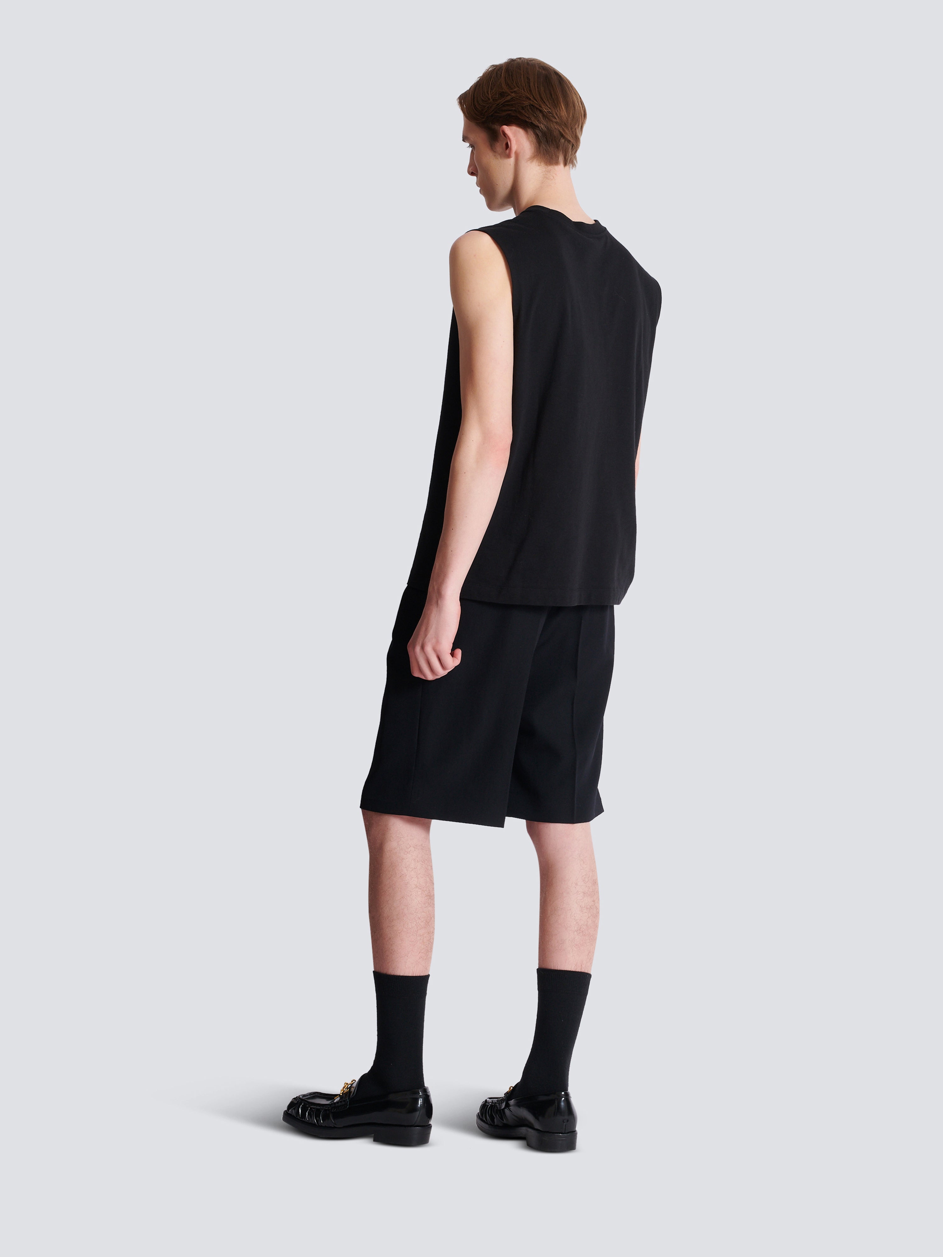 Embroidered Balmain Paris tank top black - Men | BALMAIN