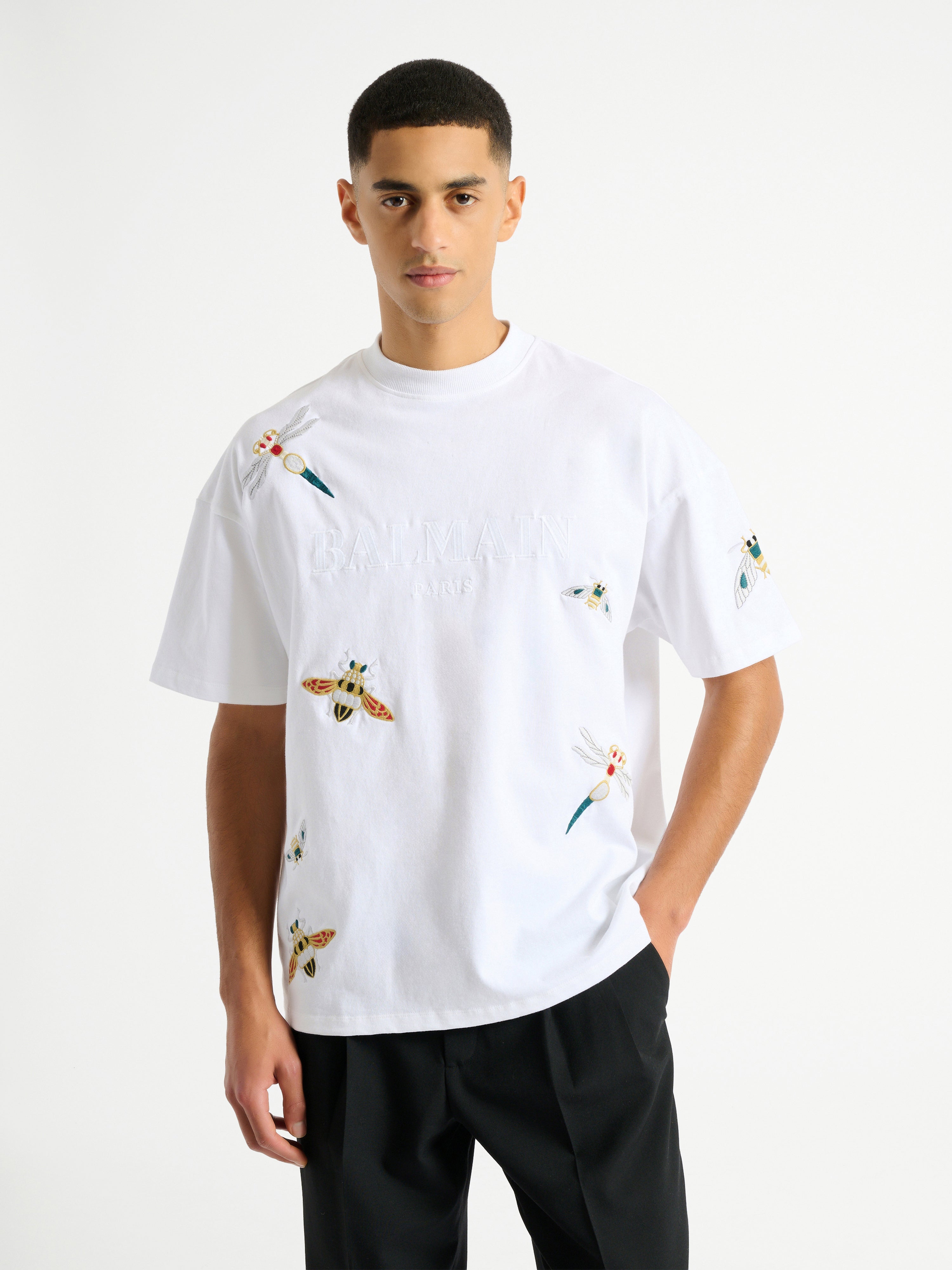 Balmain Insect 刺しゅうTシャツ ホワイト - メンズ | BALMAIN