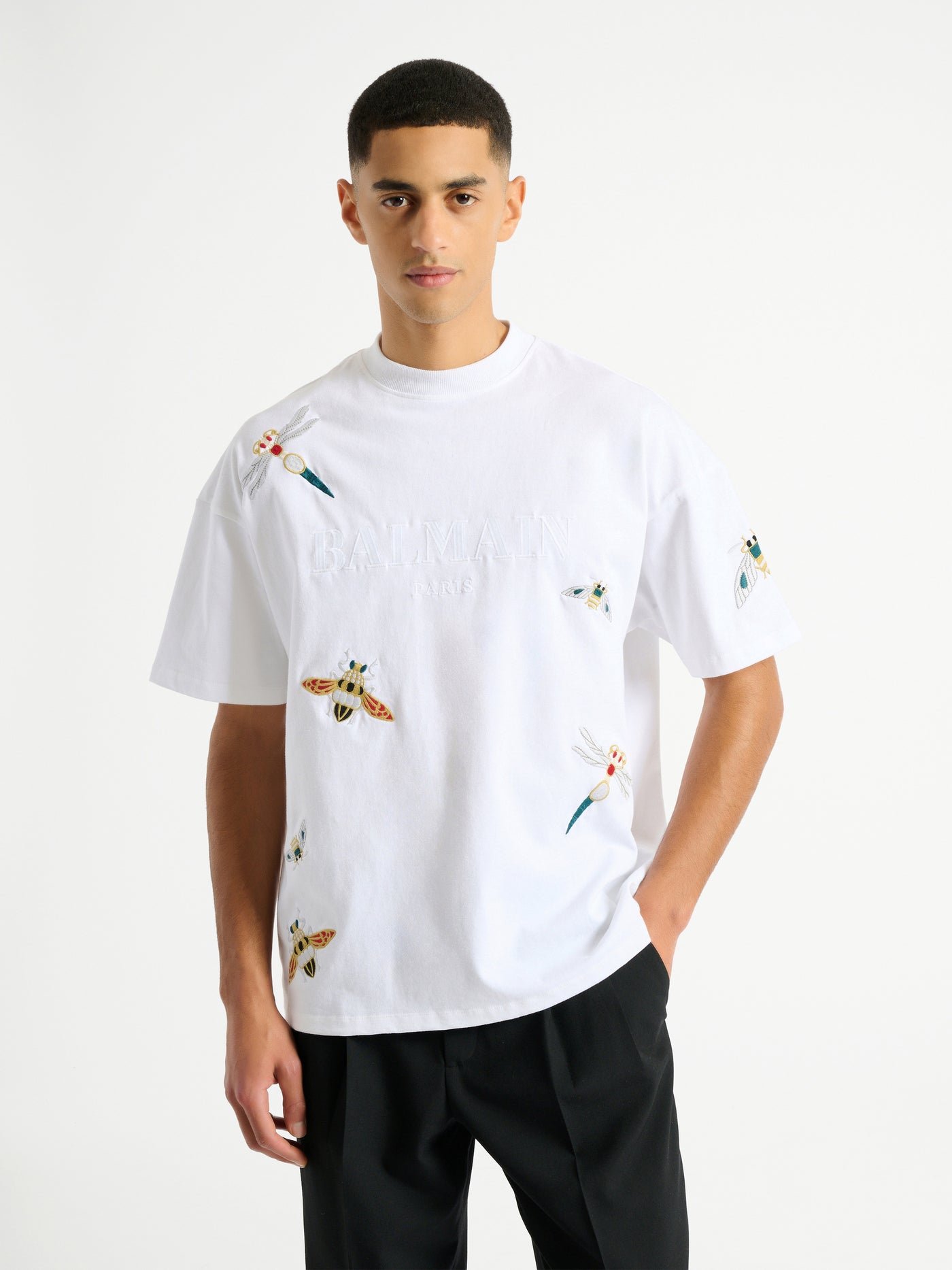 T-shirt Balmain Insect ricamata