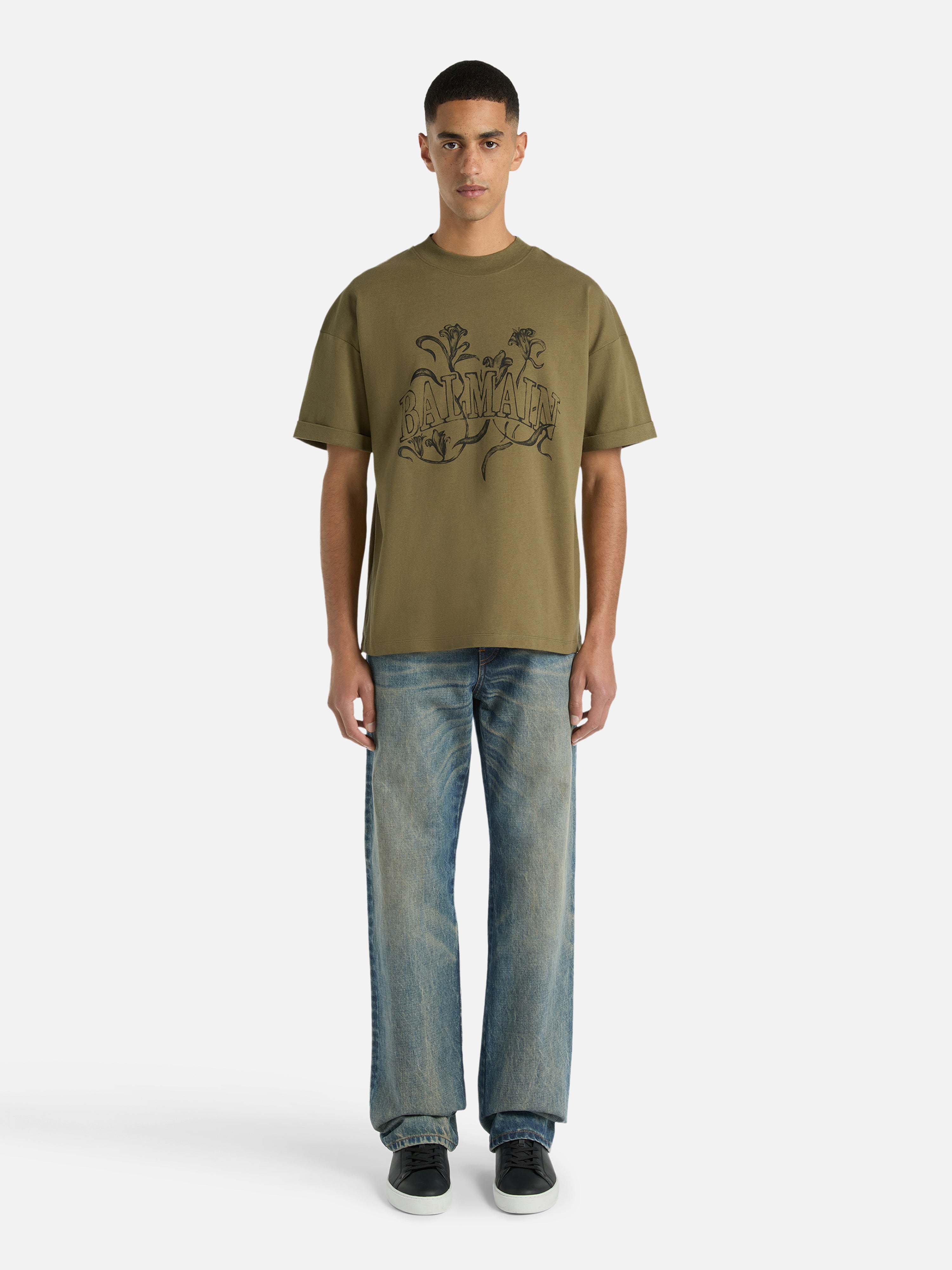 BULFINGプリントTシャツ　カーキ　XL Balmain Bloom プリントTシャツ カーキ - メンズ | BALMAIN