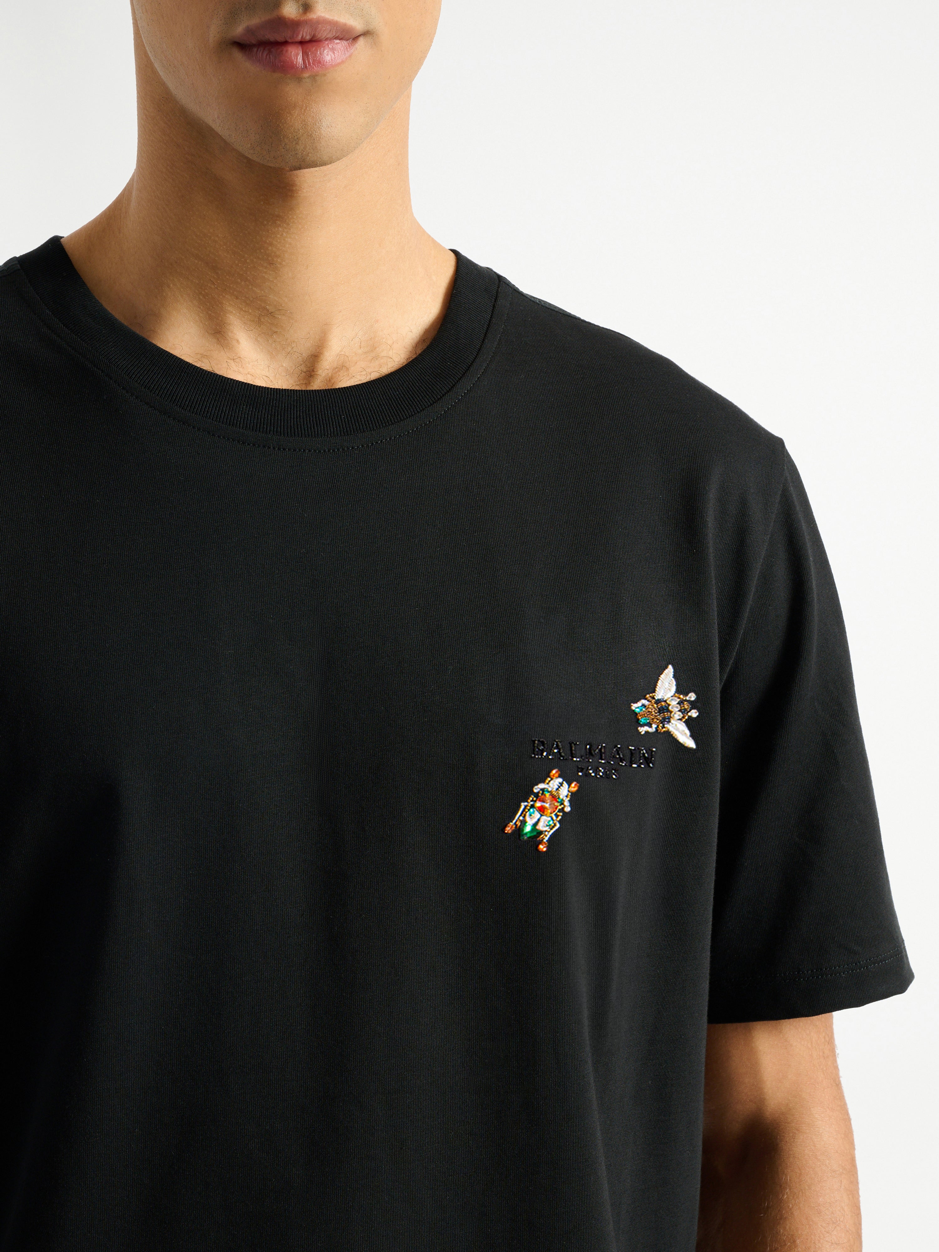 Embroidered Balmain Insect T-shirt black - Men | BALMAIN