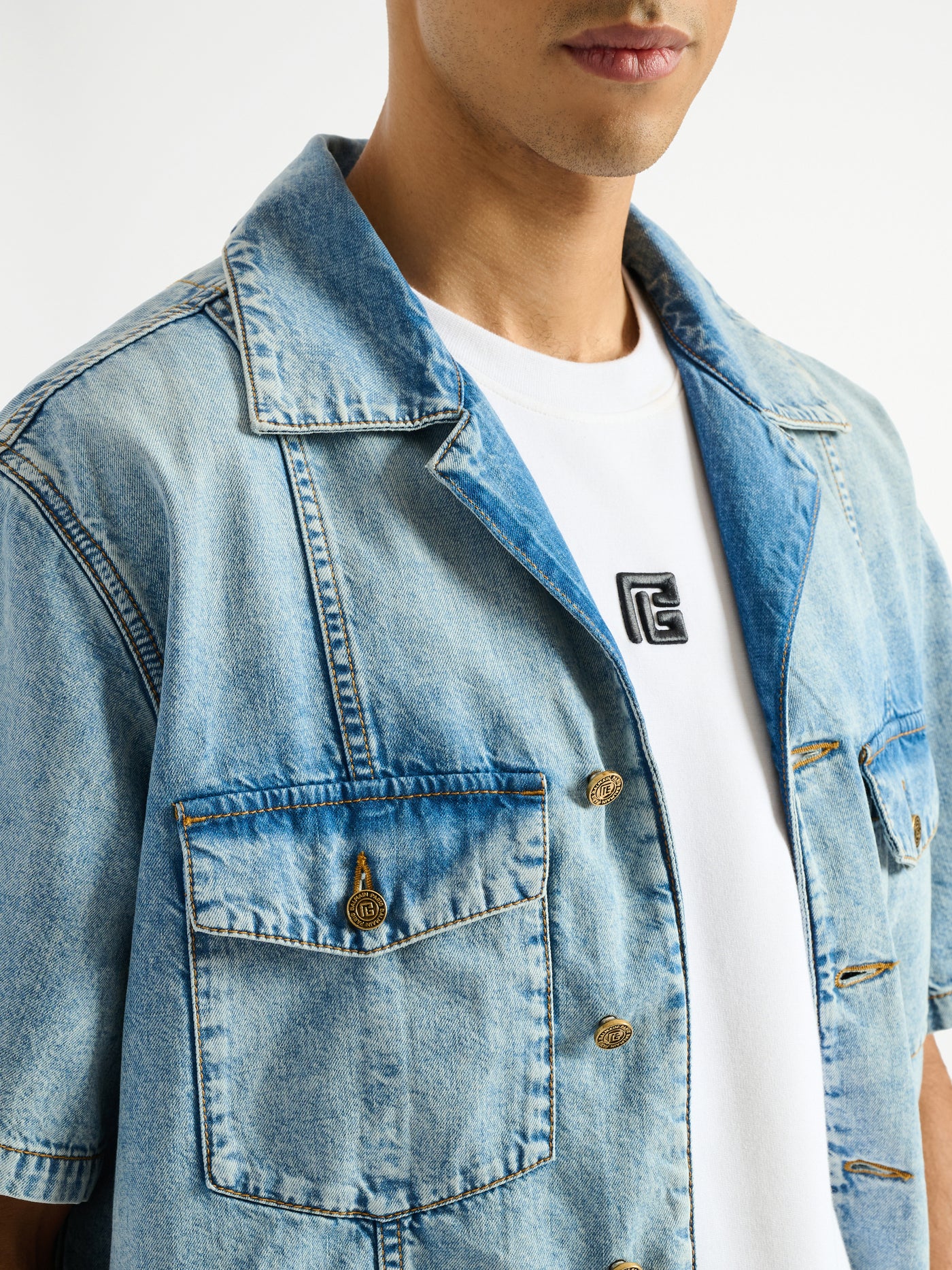 Camisa de denim lavado Light Blue
