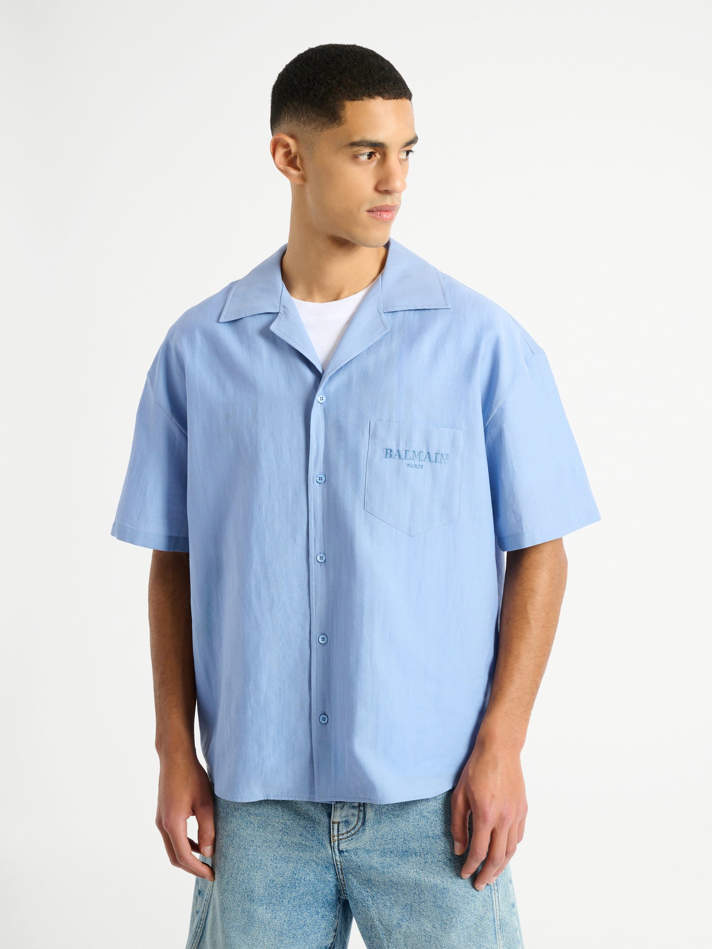 Chemise Balmain Vintage en popeline à chevrons