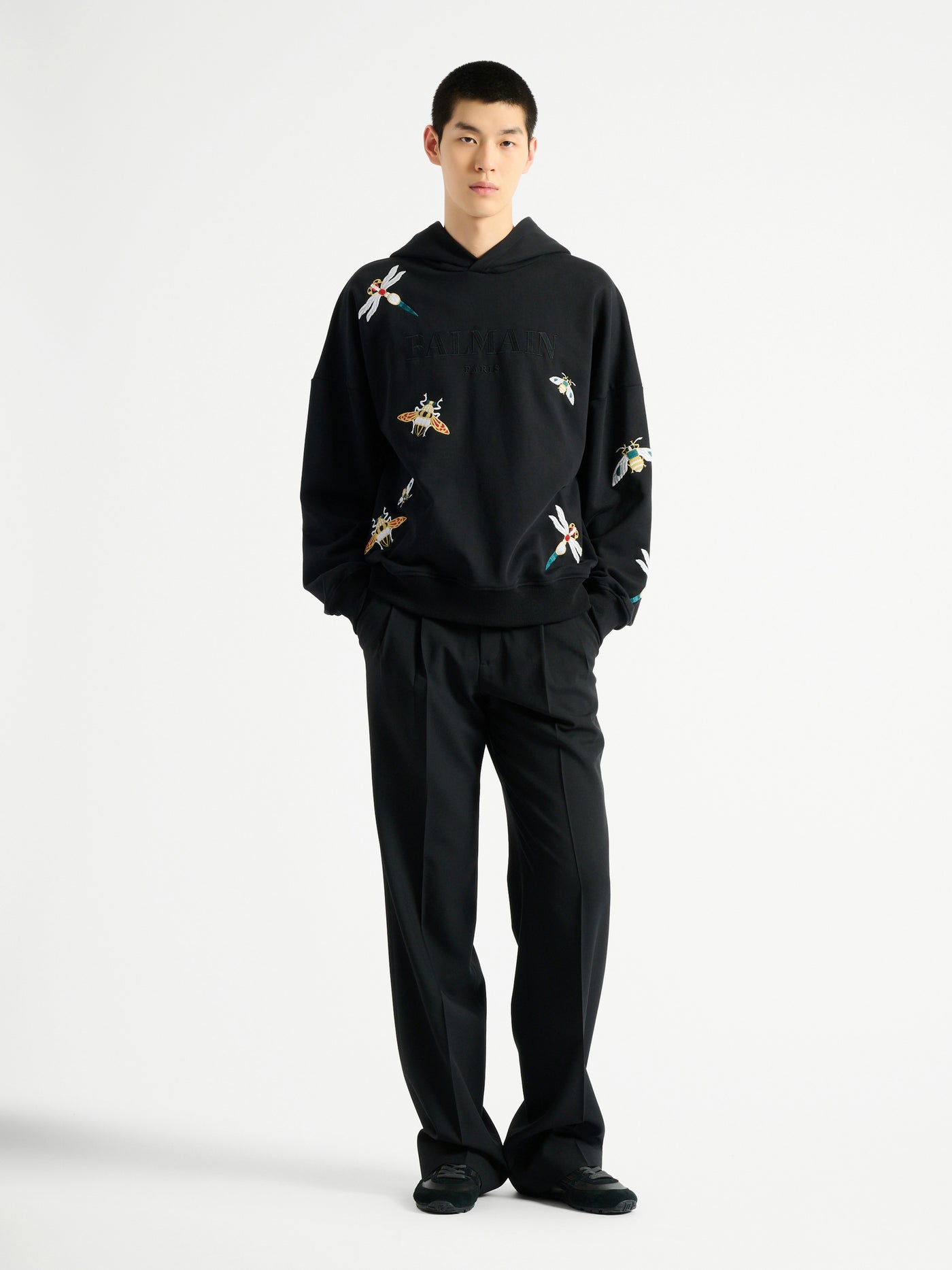 Bestickter Balmain Insect Kapuzenpullover