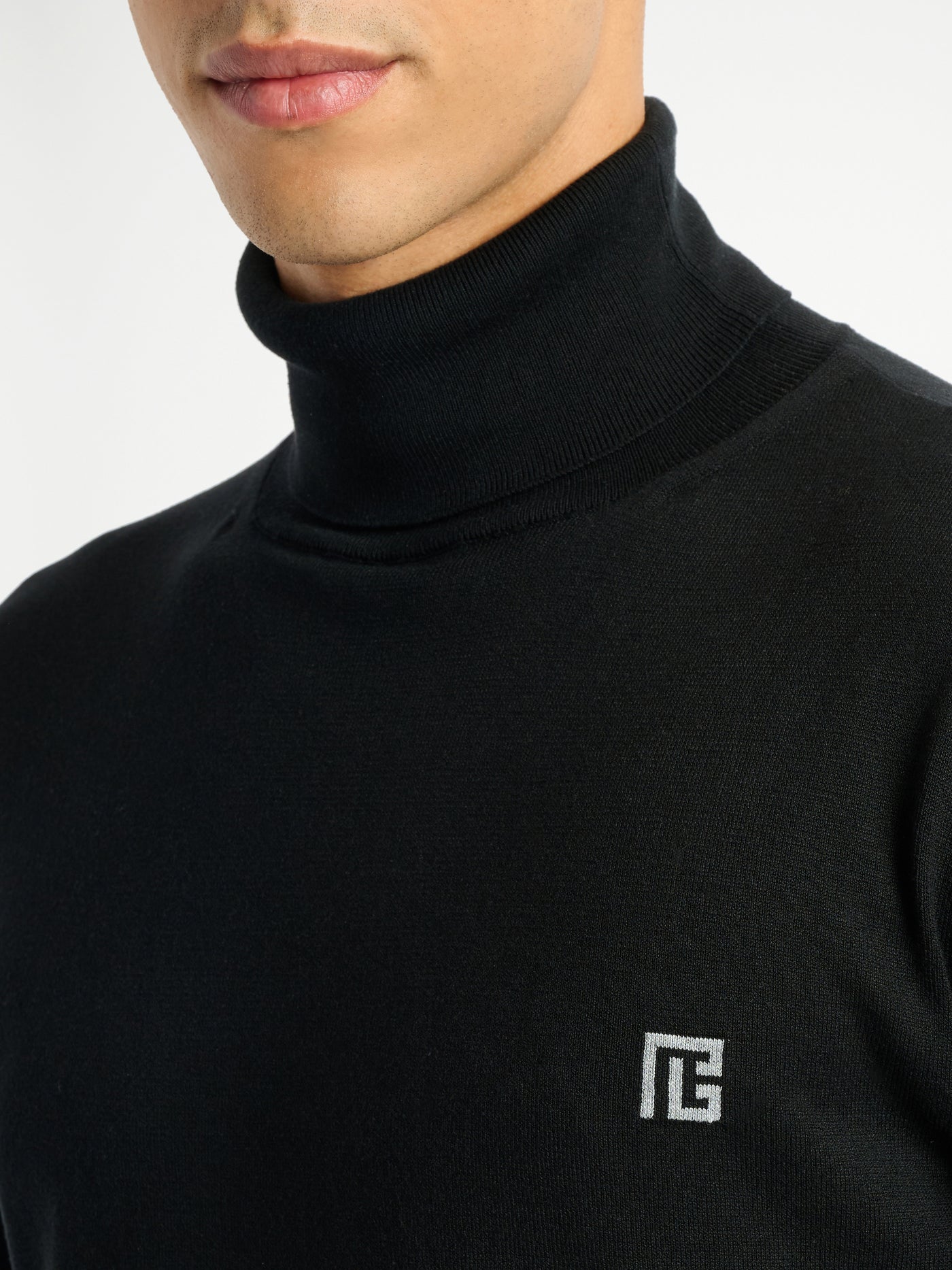 Pull PB à col roulé en coton et soie