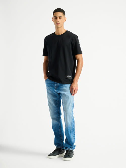 Jean droit en denim délavé Blue