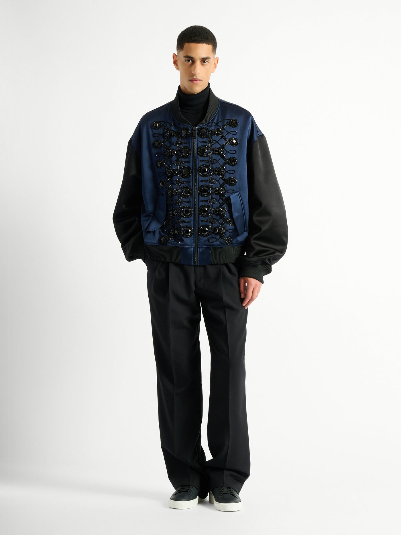 Wool trousers with elasticated waist