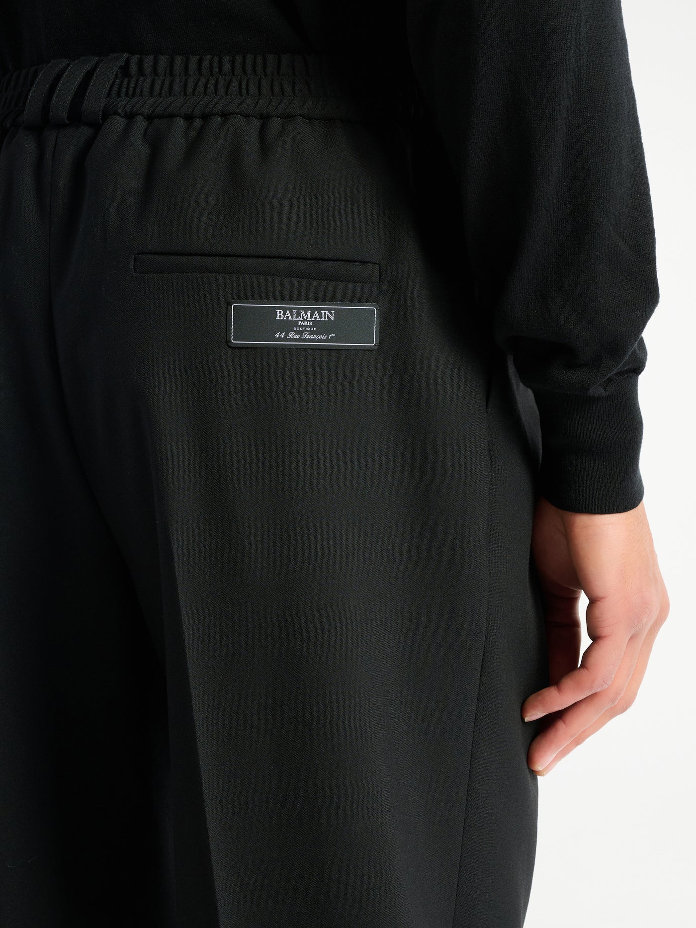 Wool trousers with elasticated waist