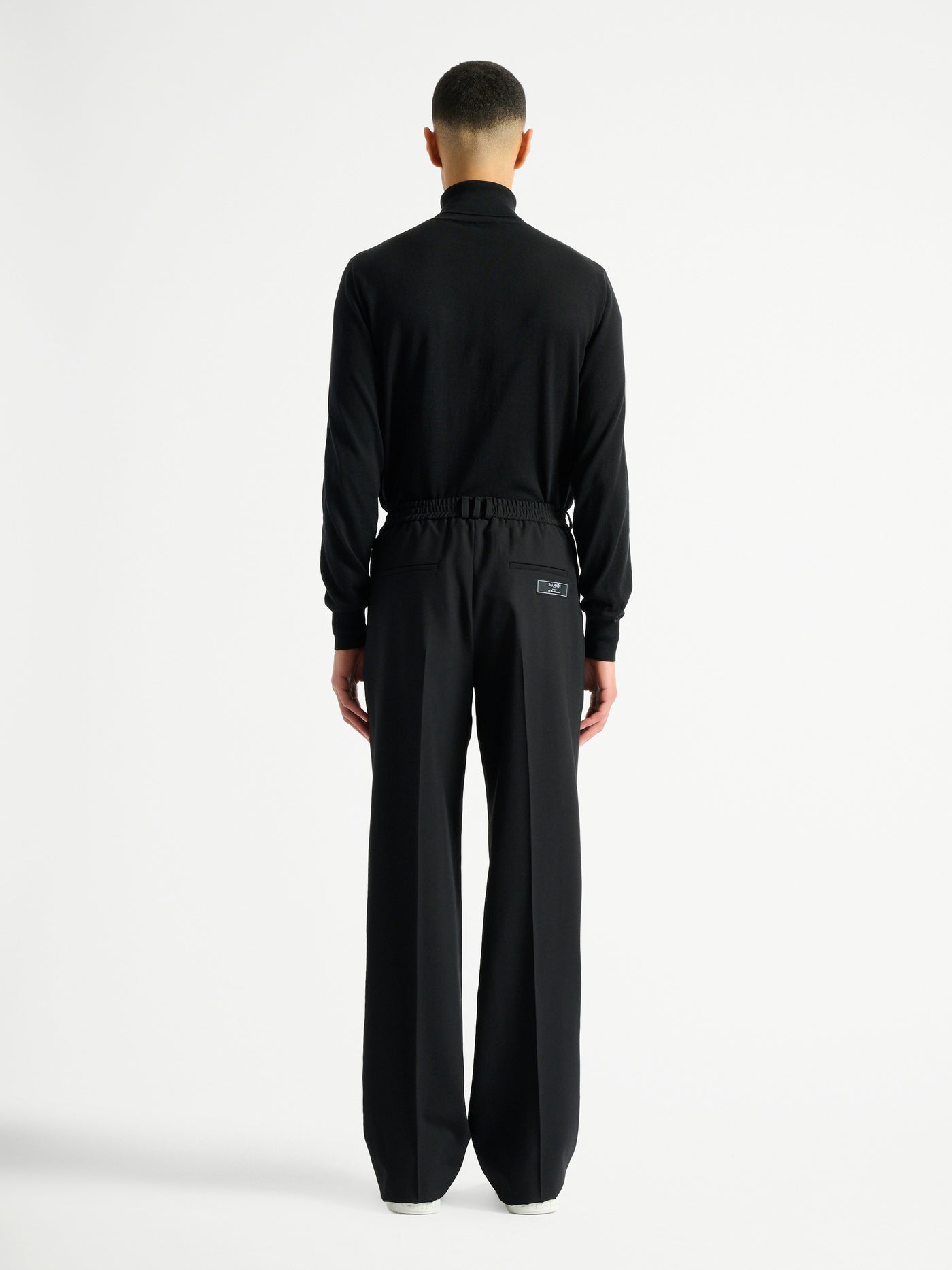 Wool trousers with elasticated waist
