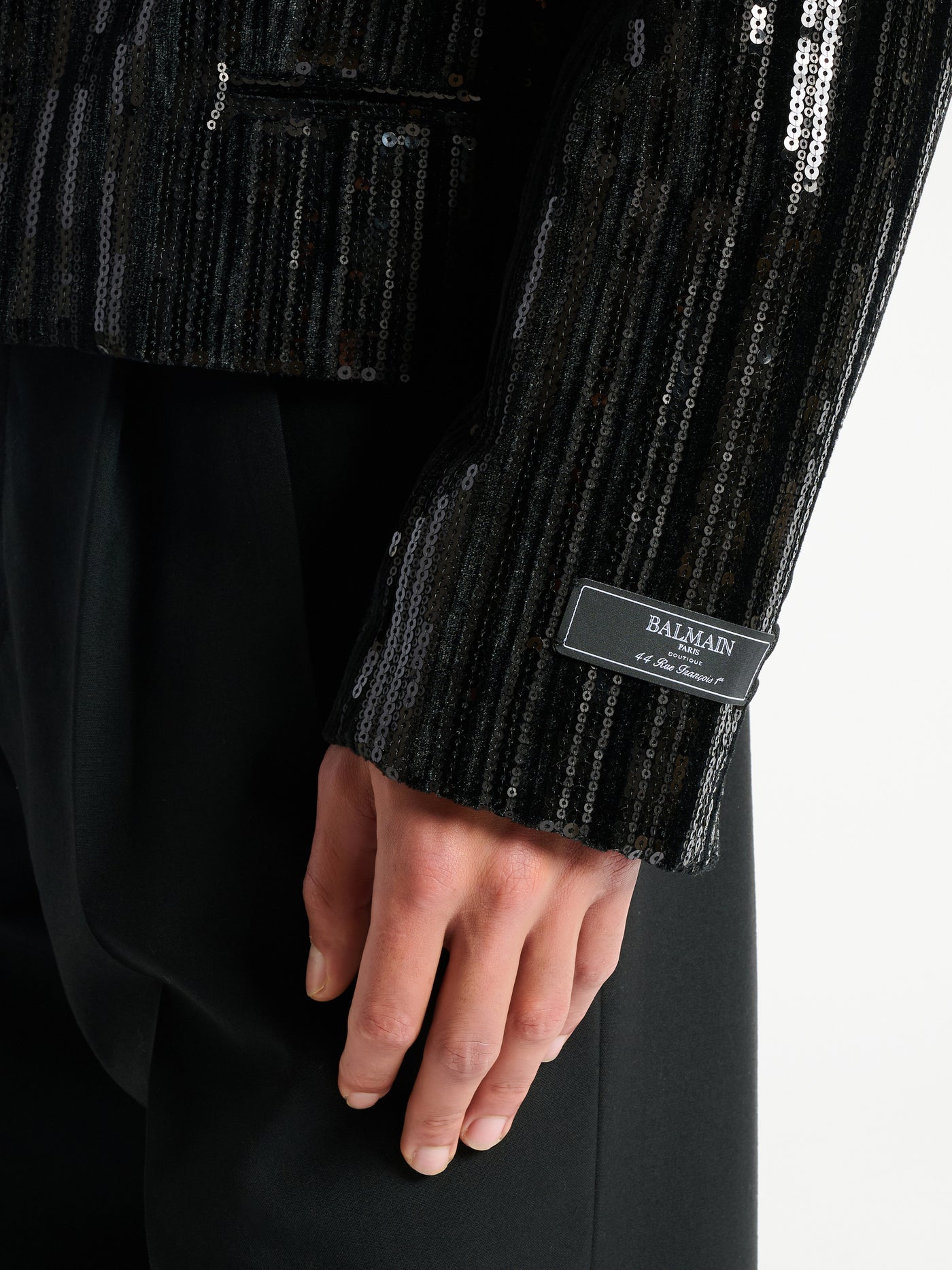 Cropped sequin velvet jacket