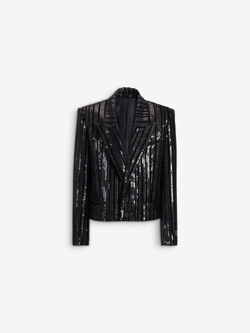 Cropped sequin velvet jacket