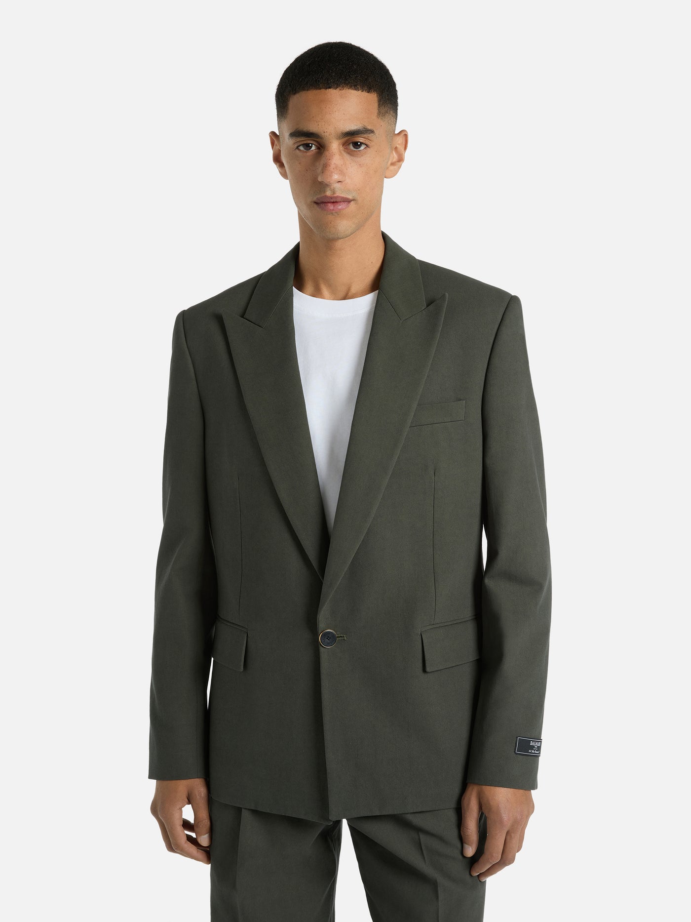 Chaqueta de 1 botón de sarga de algodón