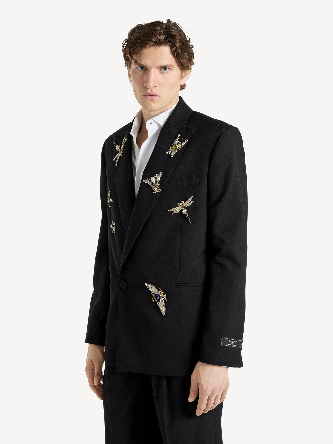 Bestickte Balmain Insect Jacke aus Wolle und Kristallen