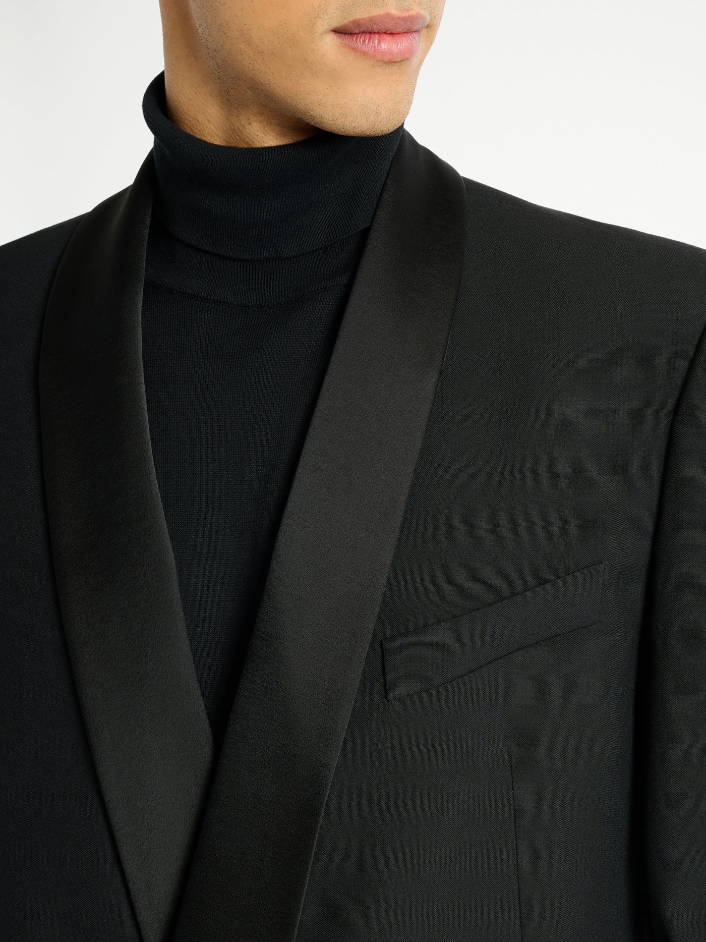 2-button jacket in wool and satin