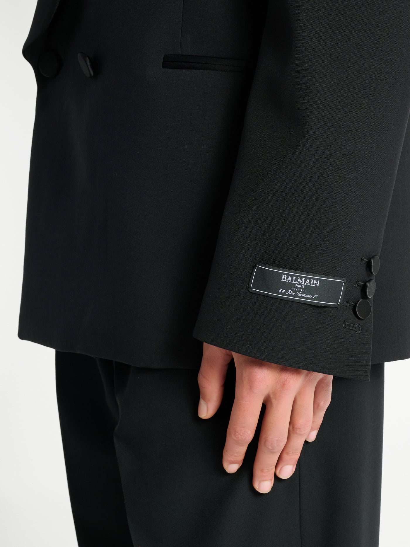 2-button jacket in wool and satin