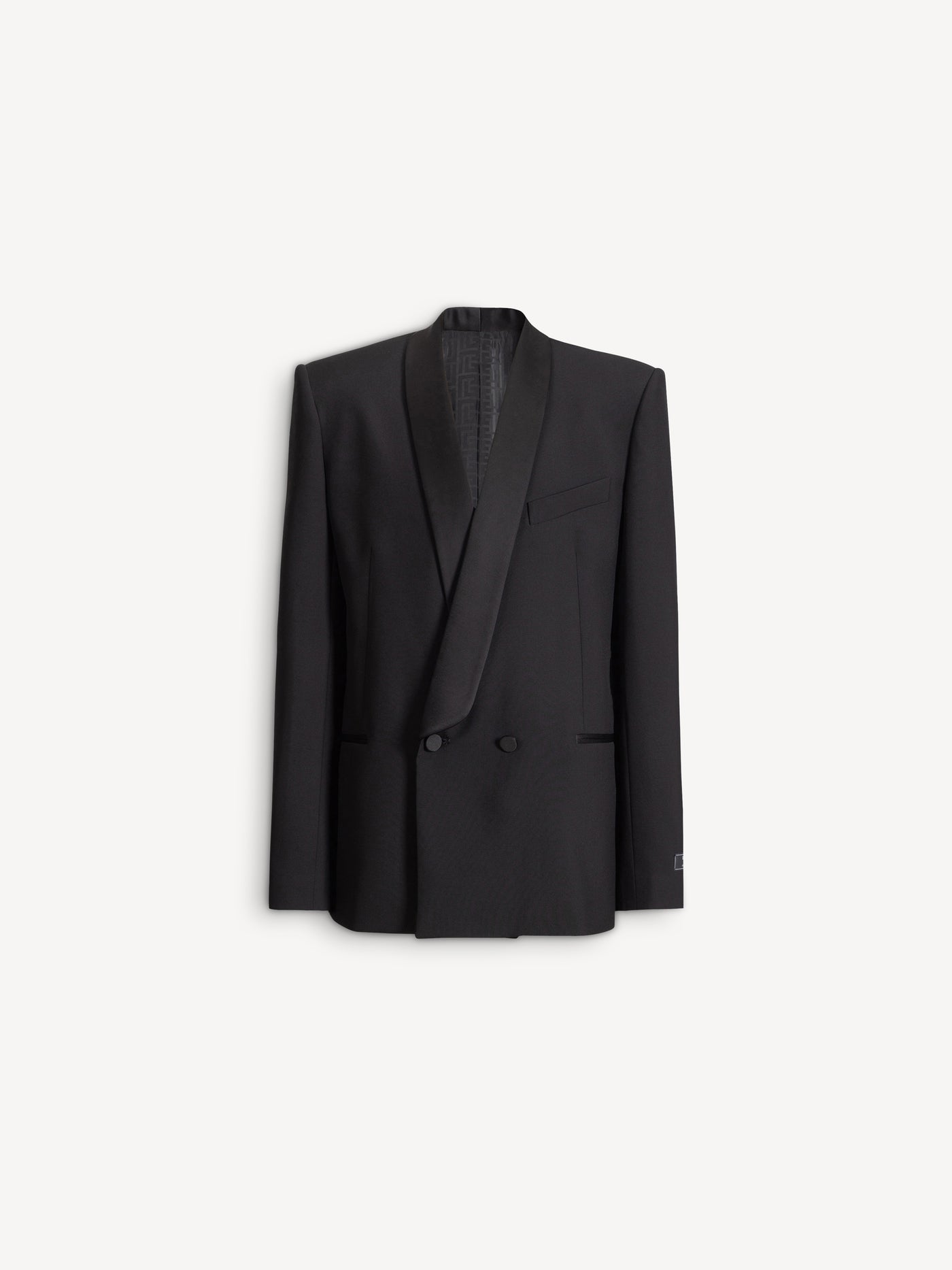 Jacke mit zwei Knöpfen aus Wolle und Satin