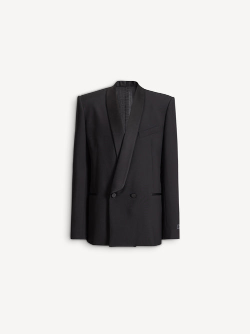 2-button jacket in wool and satin