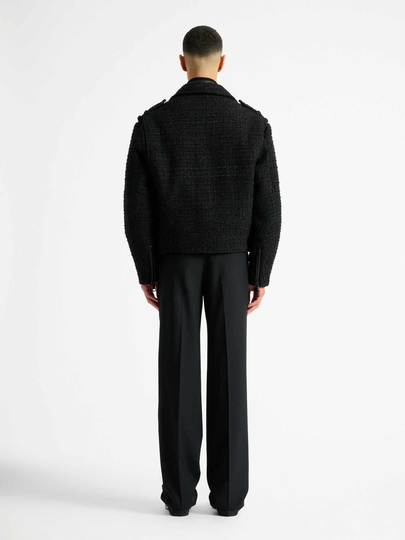 Veste biker en tweed
