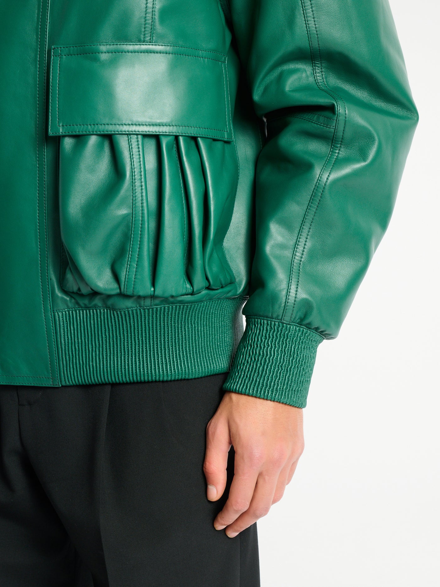 Bomber en cuir et shearling