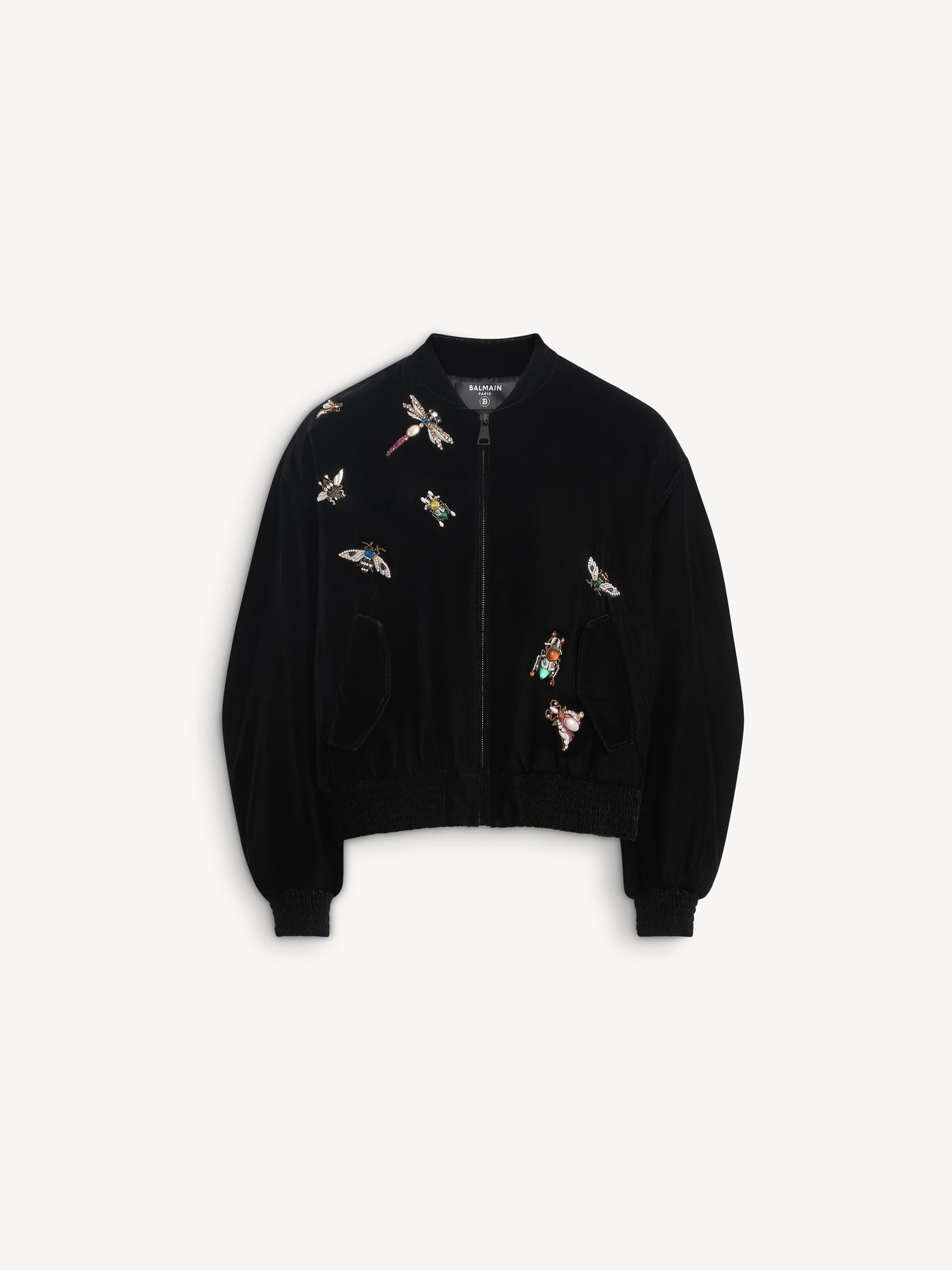 Embroidered velvet Balmain Insect bomber jacket