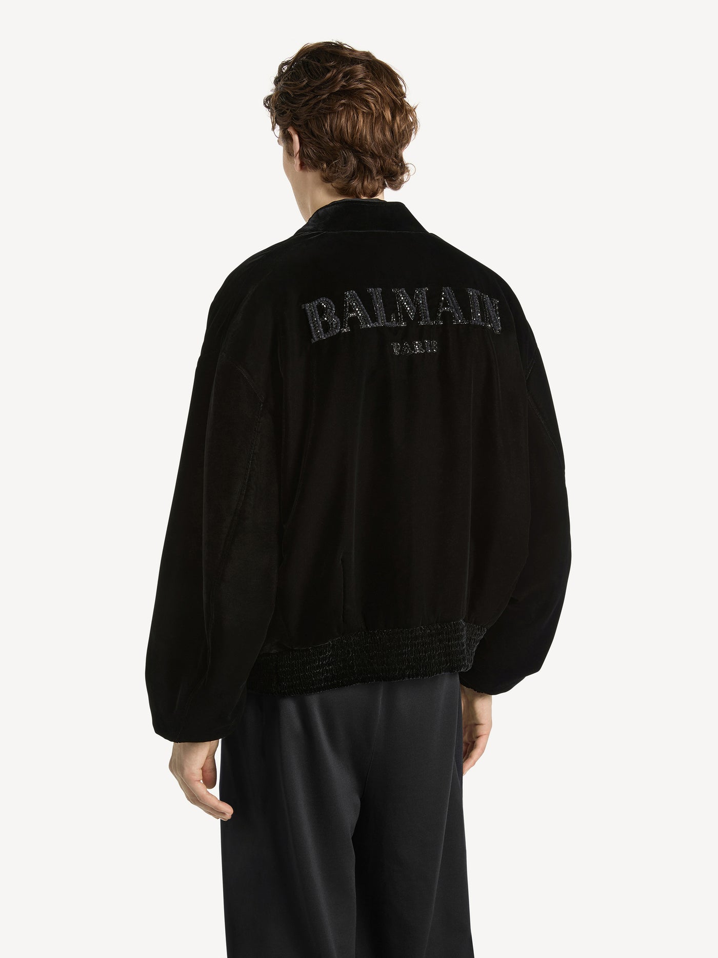 Embroidered velvet Balmain Insect bomber jacket