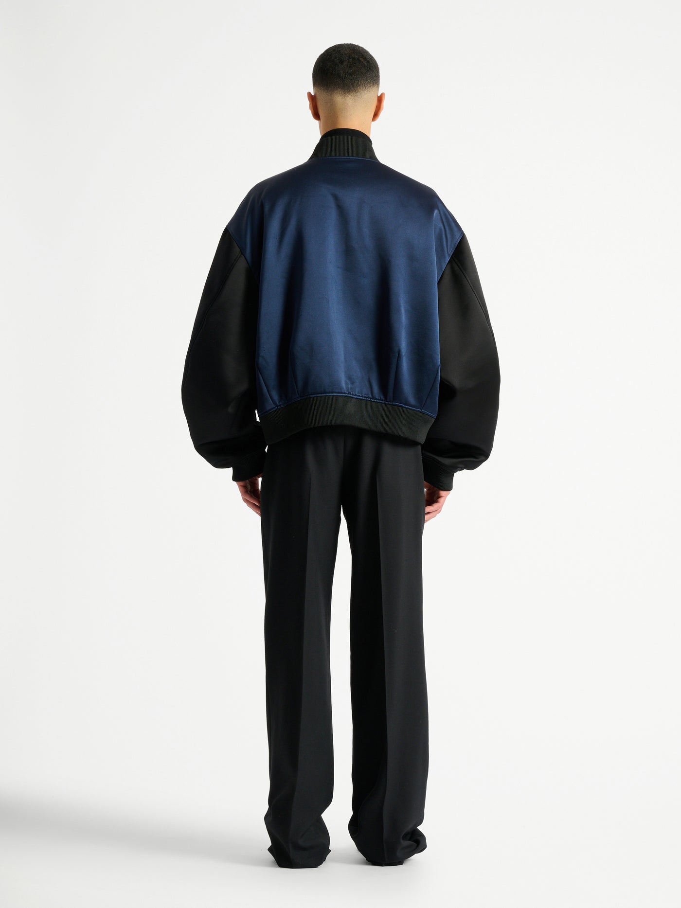 Satin bomber jacket with frogging
