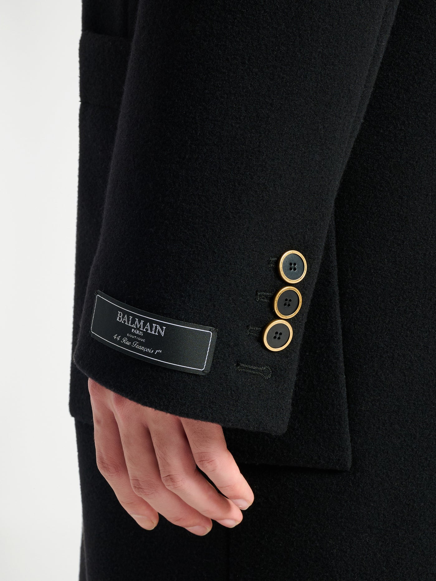 Manteau long en laine et velours