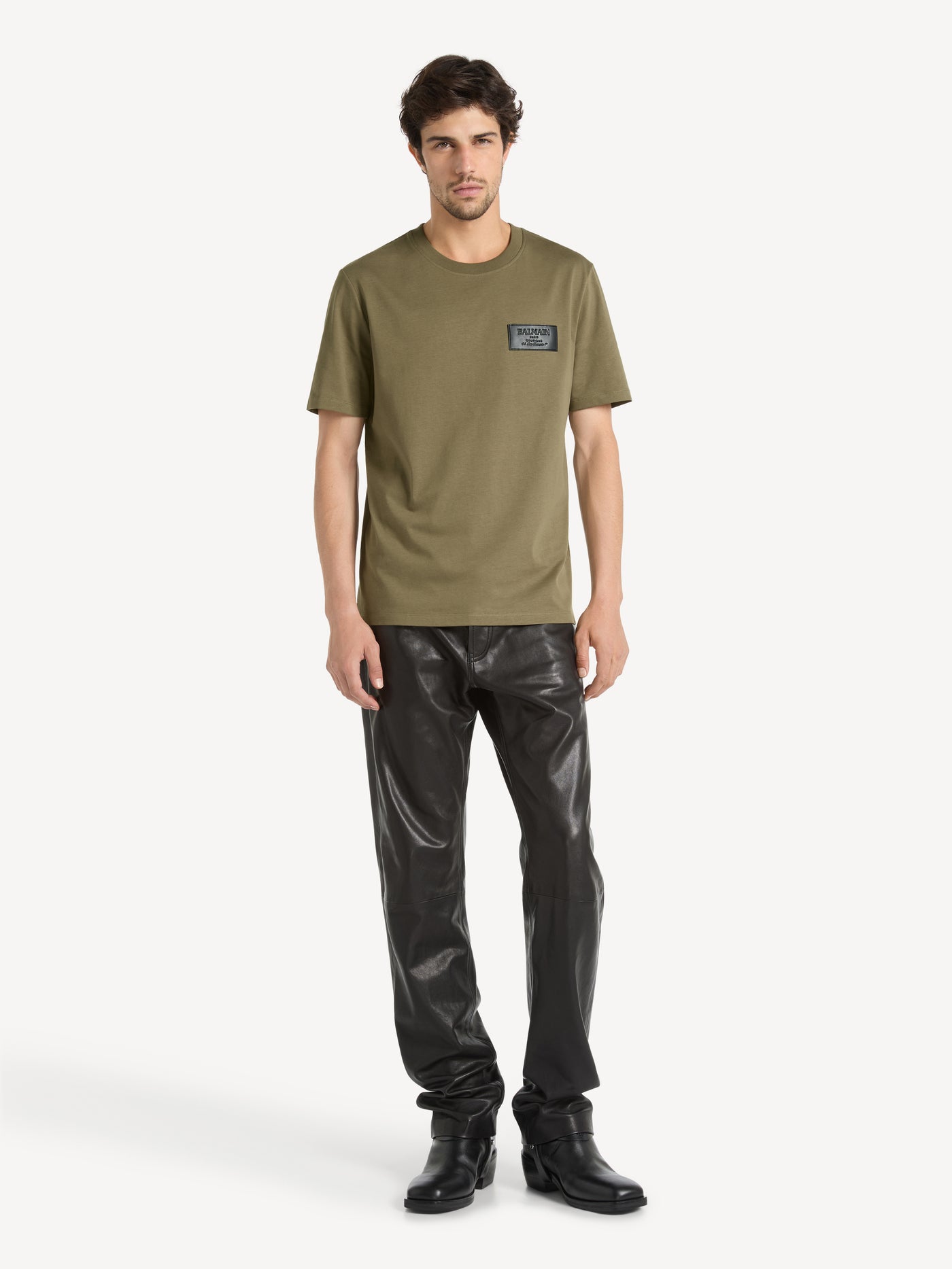 T-shirt with Balmain Vintage leather label