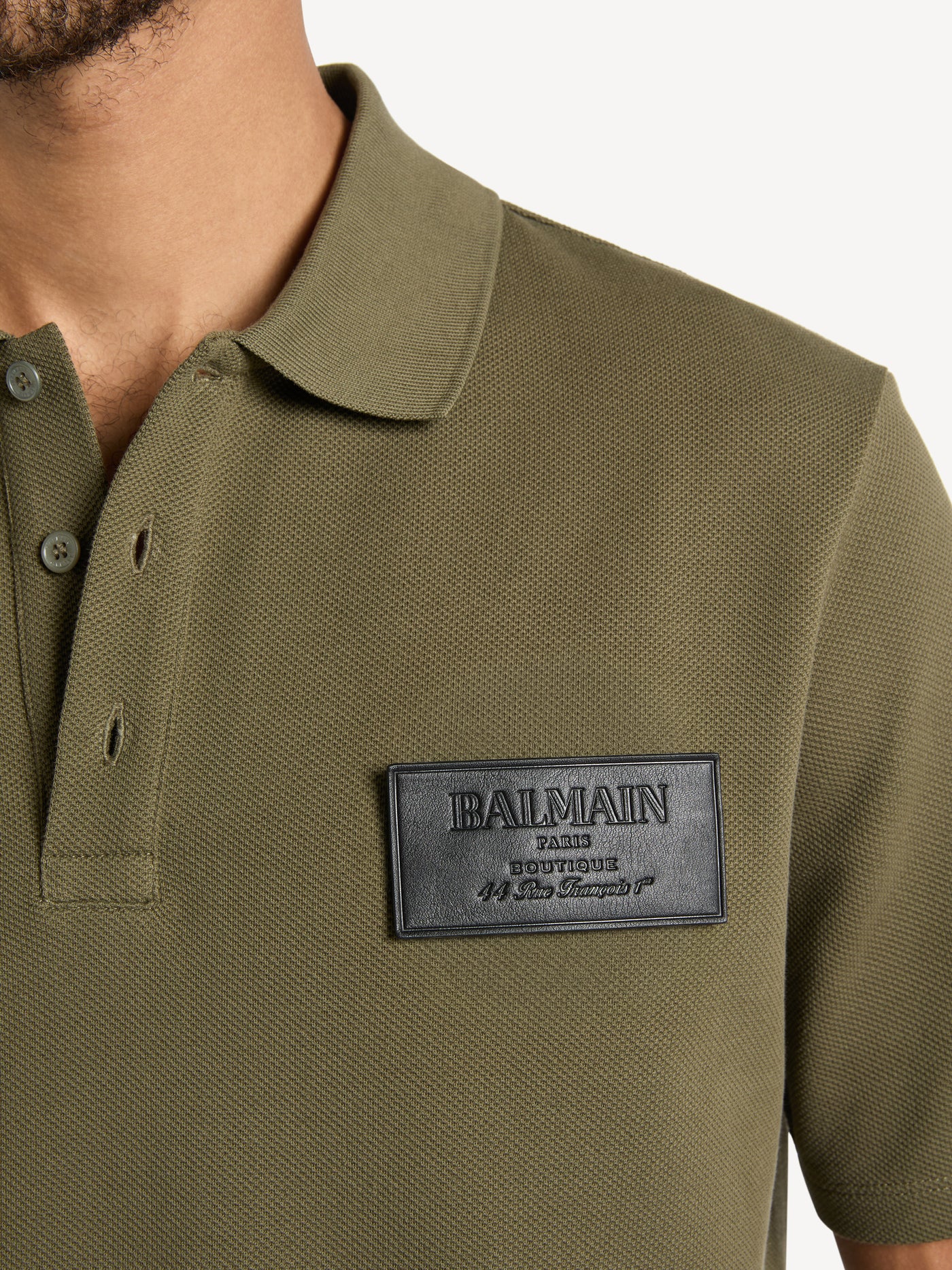 Cotton polo shirt with leather Balmain Vintage label