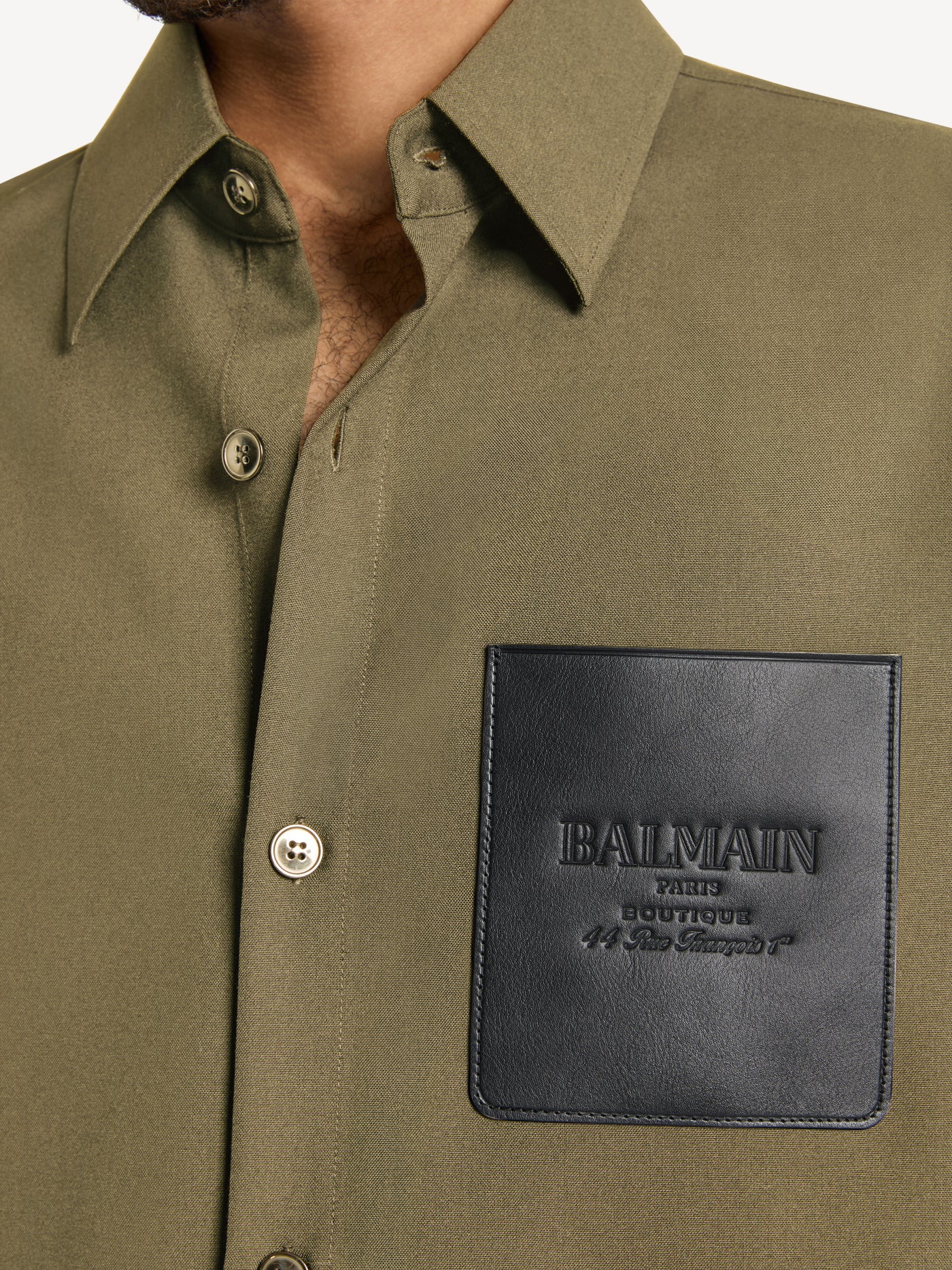 Wool overshirt with leather Balmain Vintage label