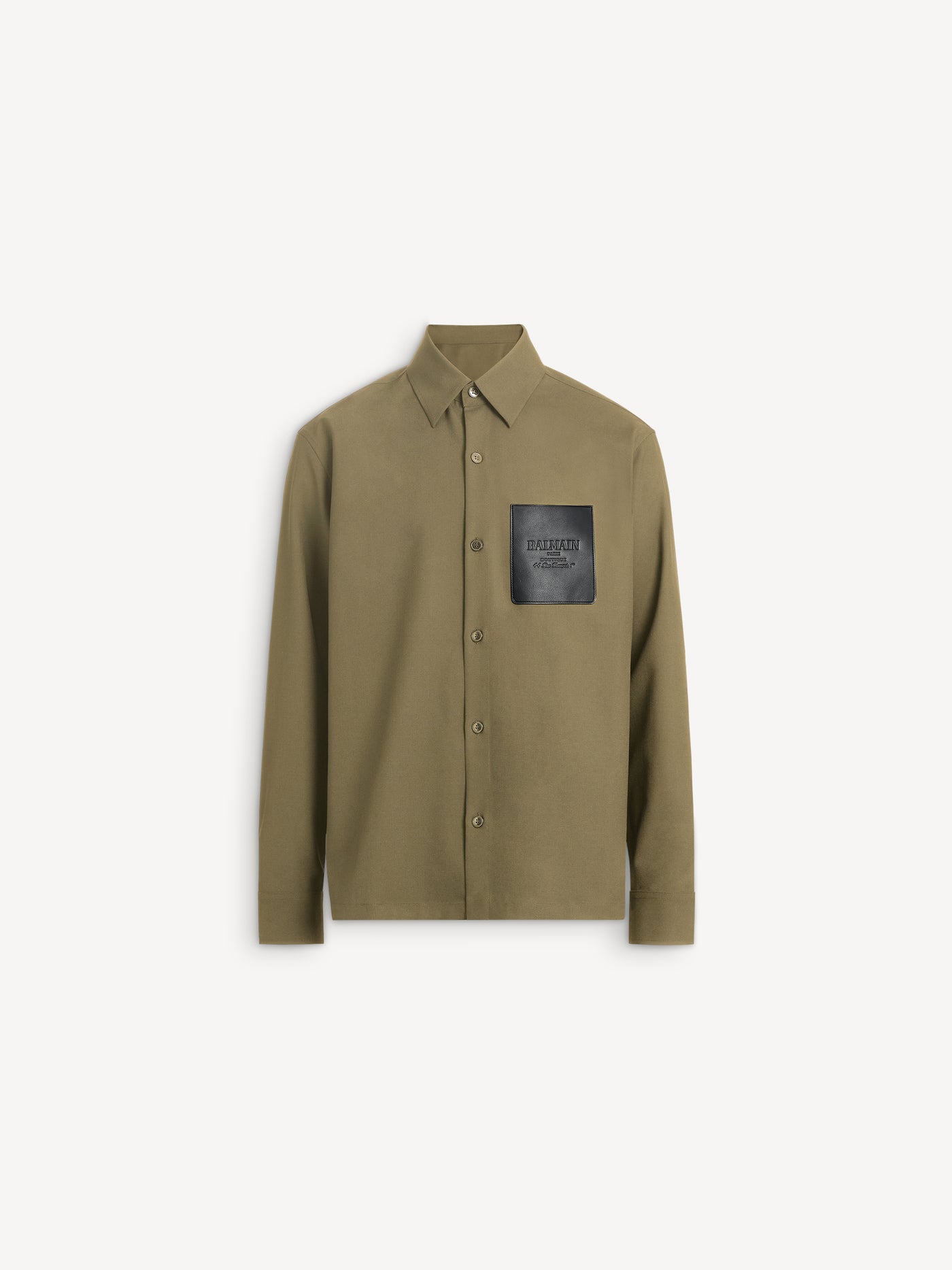 Wool overshirt with leather Balmain Vintage label
