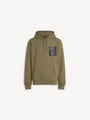 Kapuzenpullover mit Balmain Vintage-Etikett aus Leder