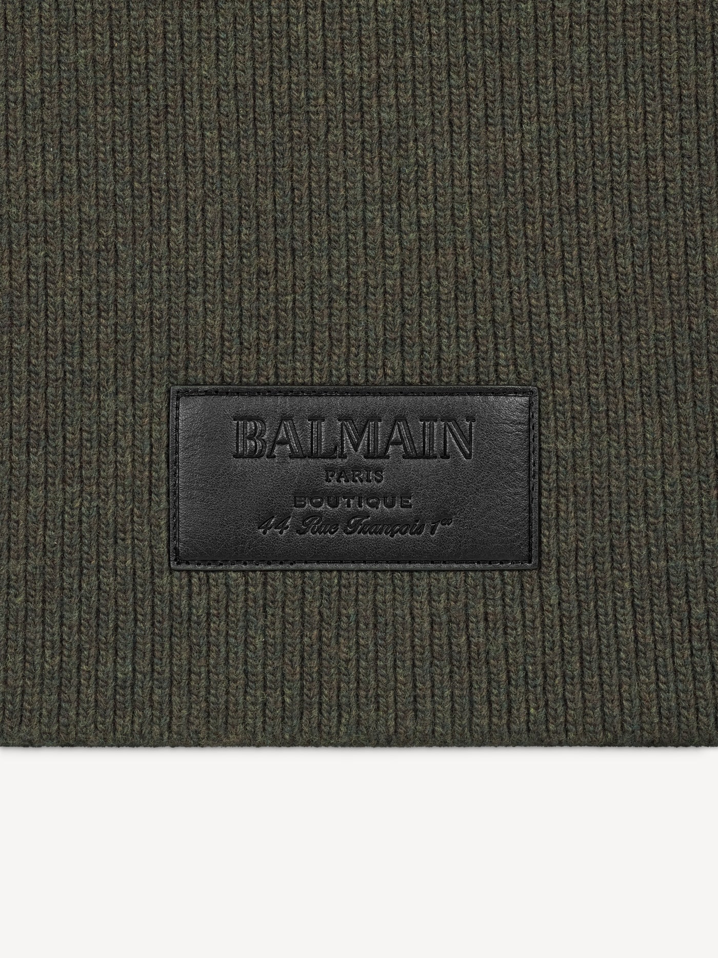 가죽 Balmain Vintage 라벨 장식 울 스카프