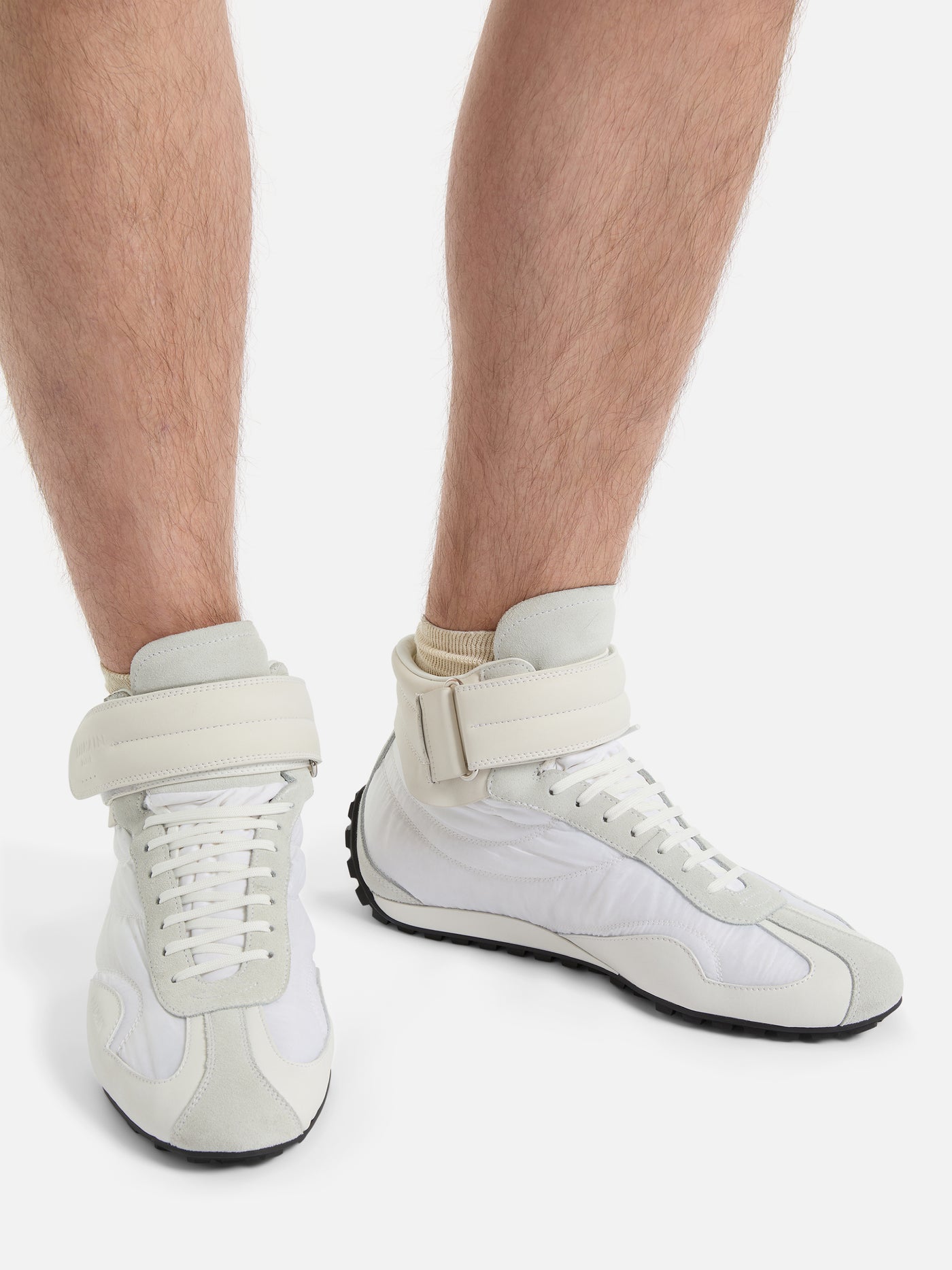 Racing Mid-Top Sneakers aus Nylon und Leder