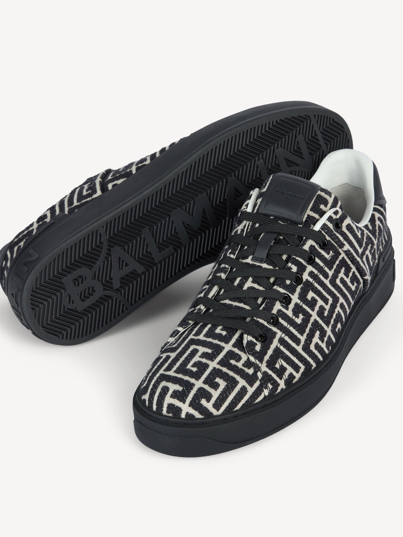 Baskets B-Court en cuir et jacquard Monogramme