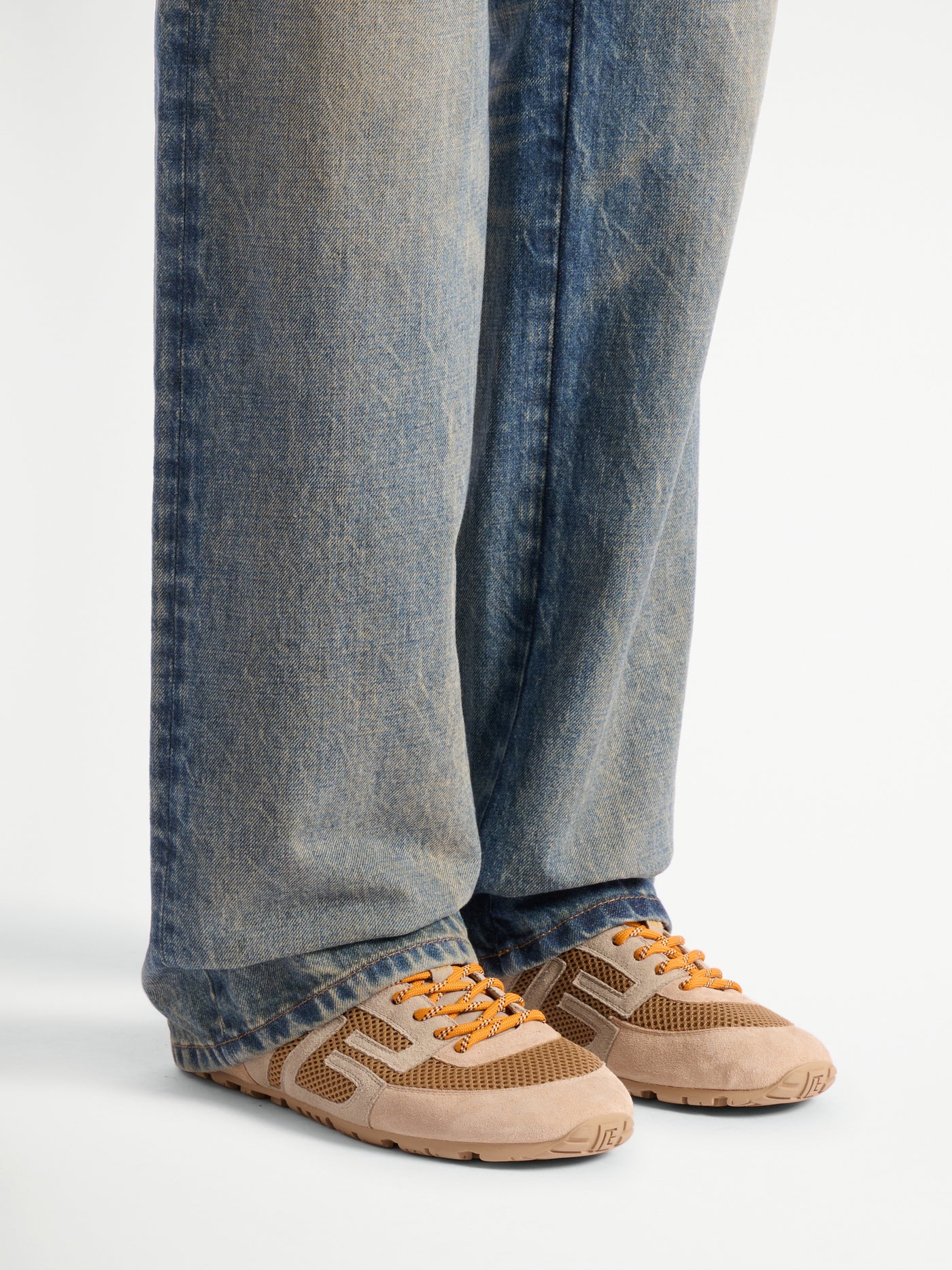 Racer 45 Sneakers aus Mesh und Wildleder