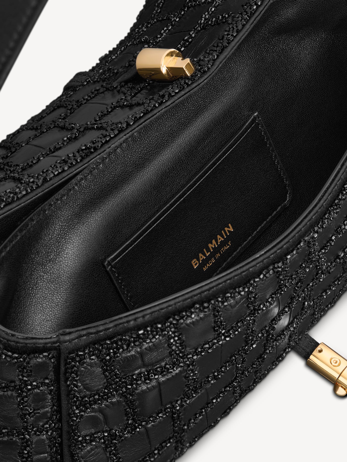 Sac BALMAIN METROPOLIS en cuir effet croco brodé