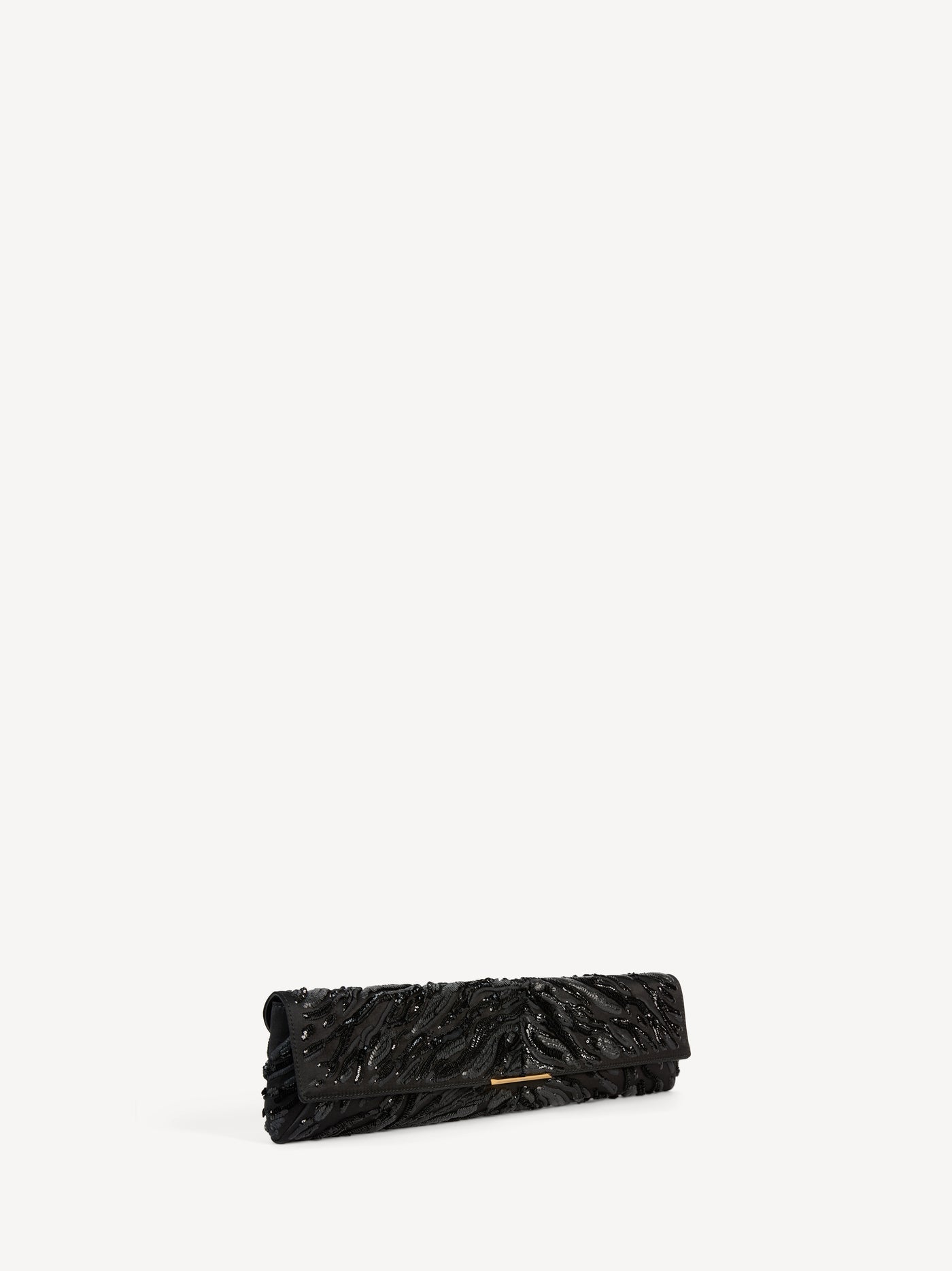 LONG CLUTCH bag in embroidered satin