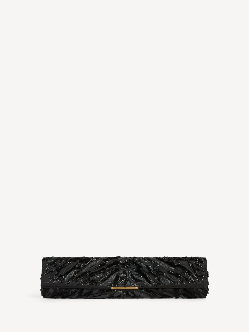 LONG CLUTCH bag in embroidered satin