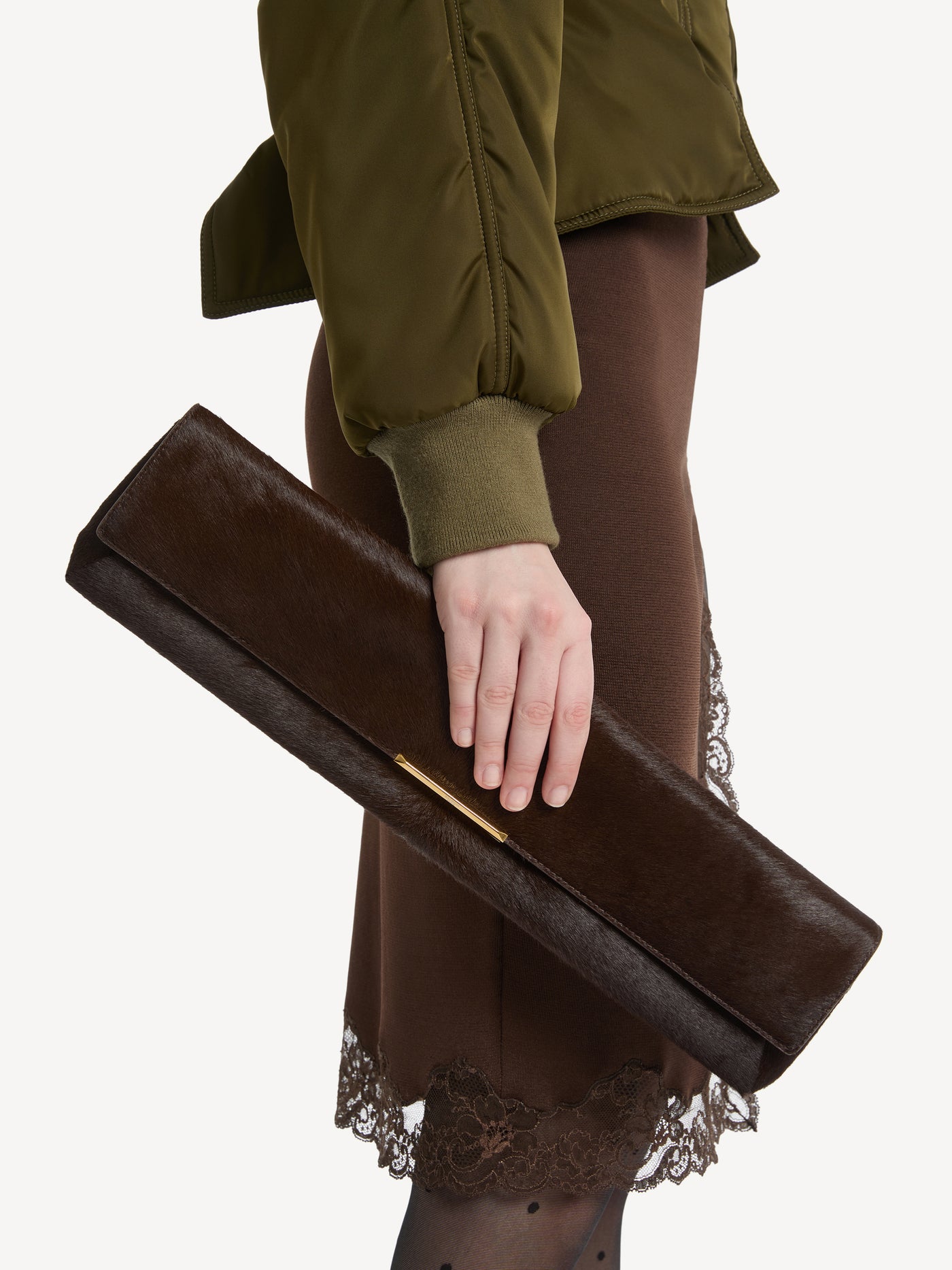 Sac LONG CLUTCH en cuir effet poulain
