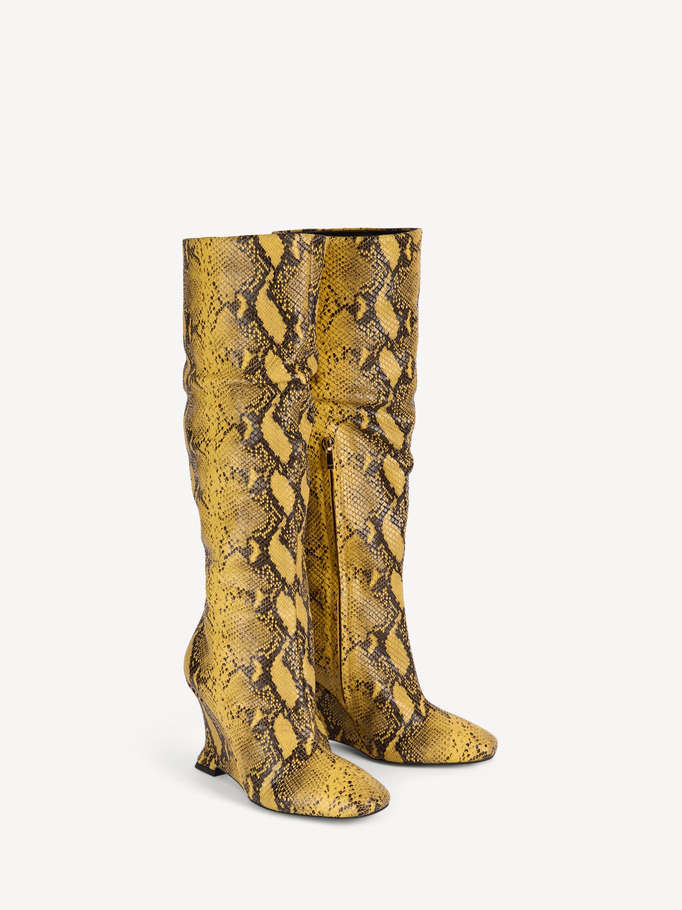 Stiefel Wedge aus Leder in Pythonoptik