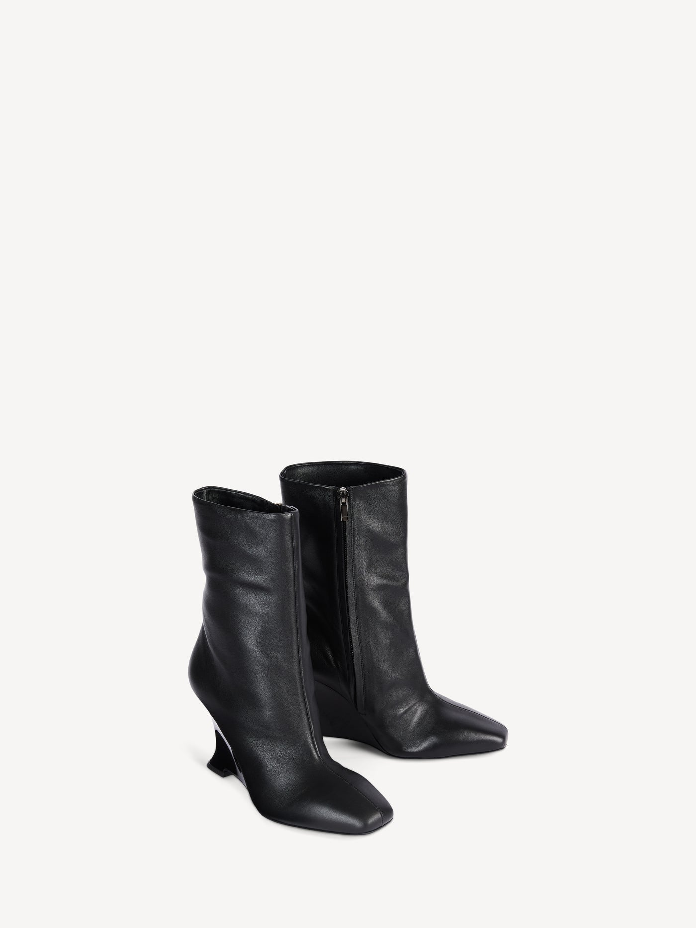 Wedge smooth leather ankle boots