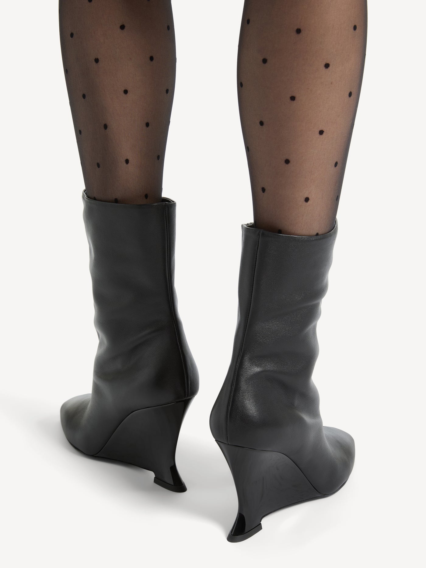 Wedge smooth leather ankle boots