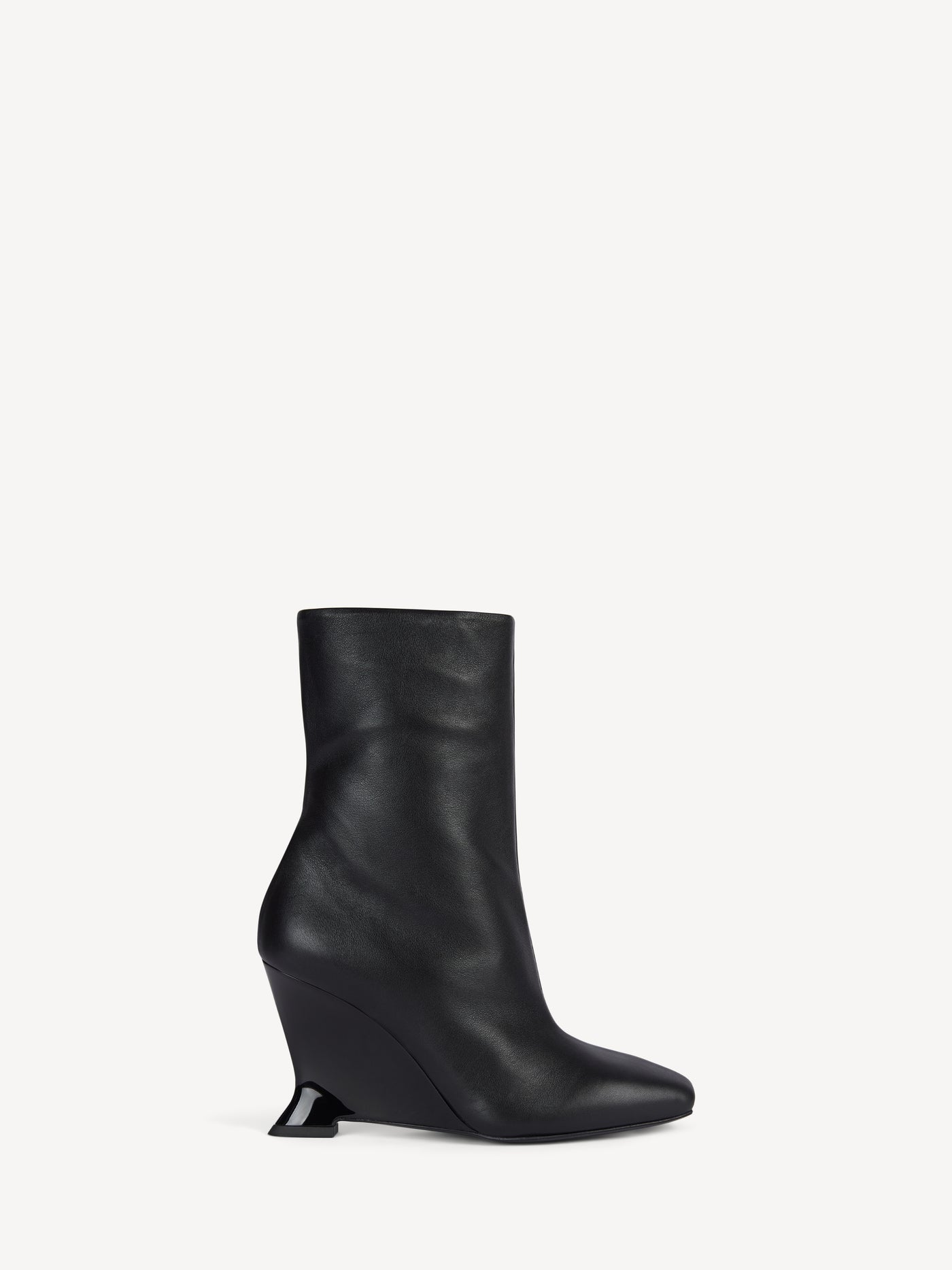 Wedge smooth leather ankle boots