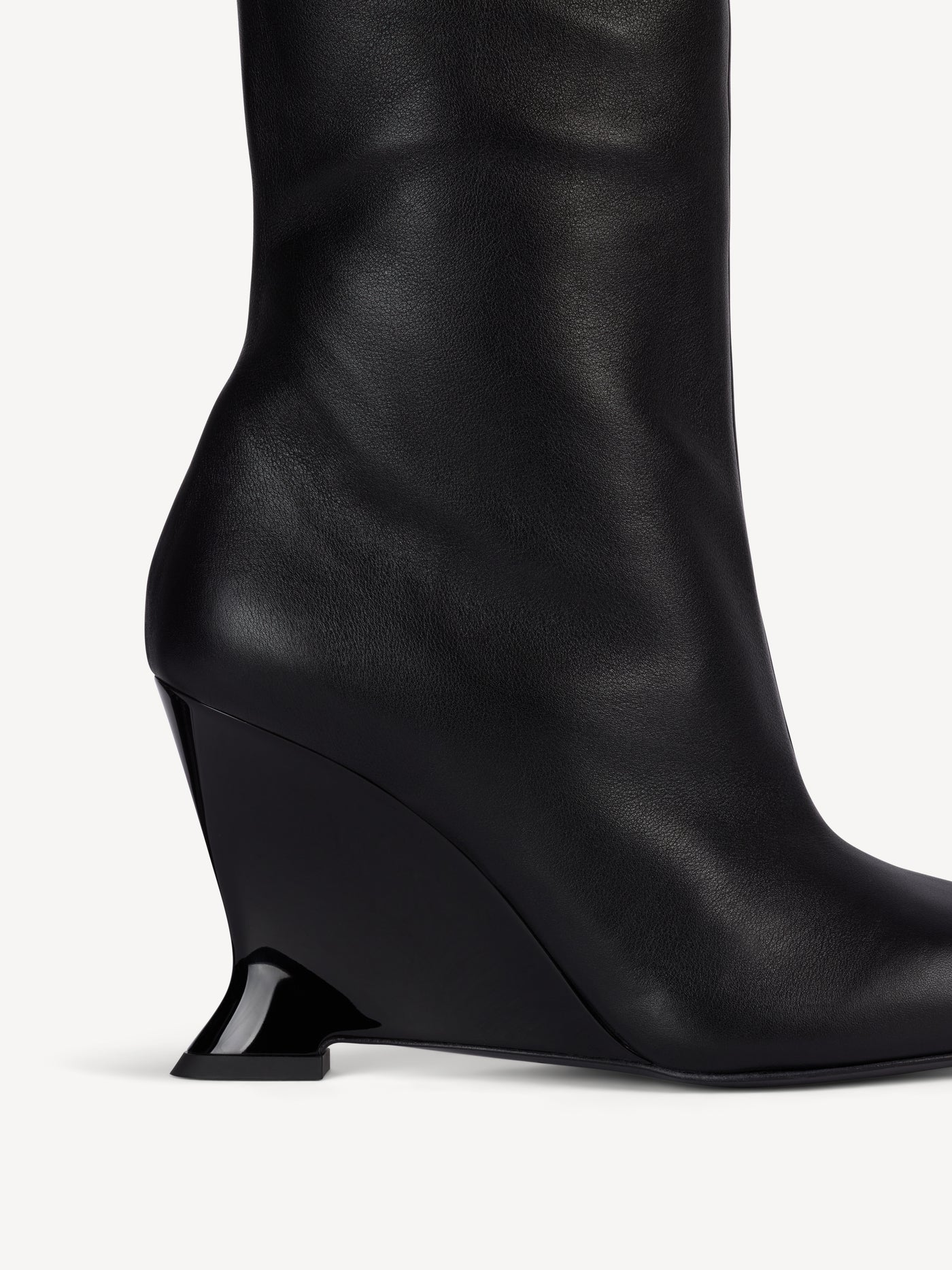 Wedge smooth leather ankle boots