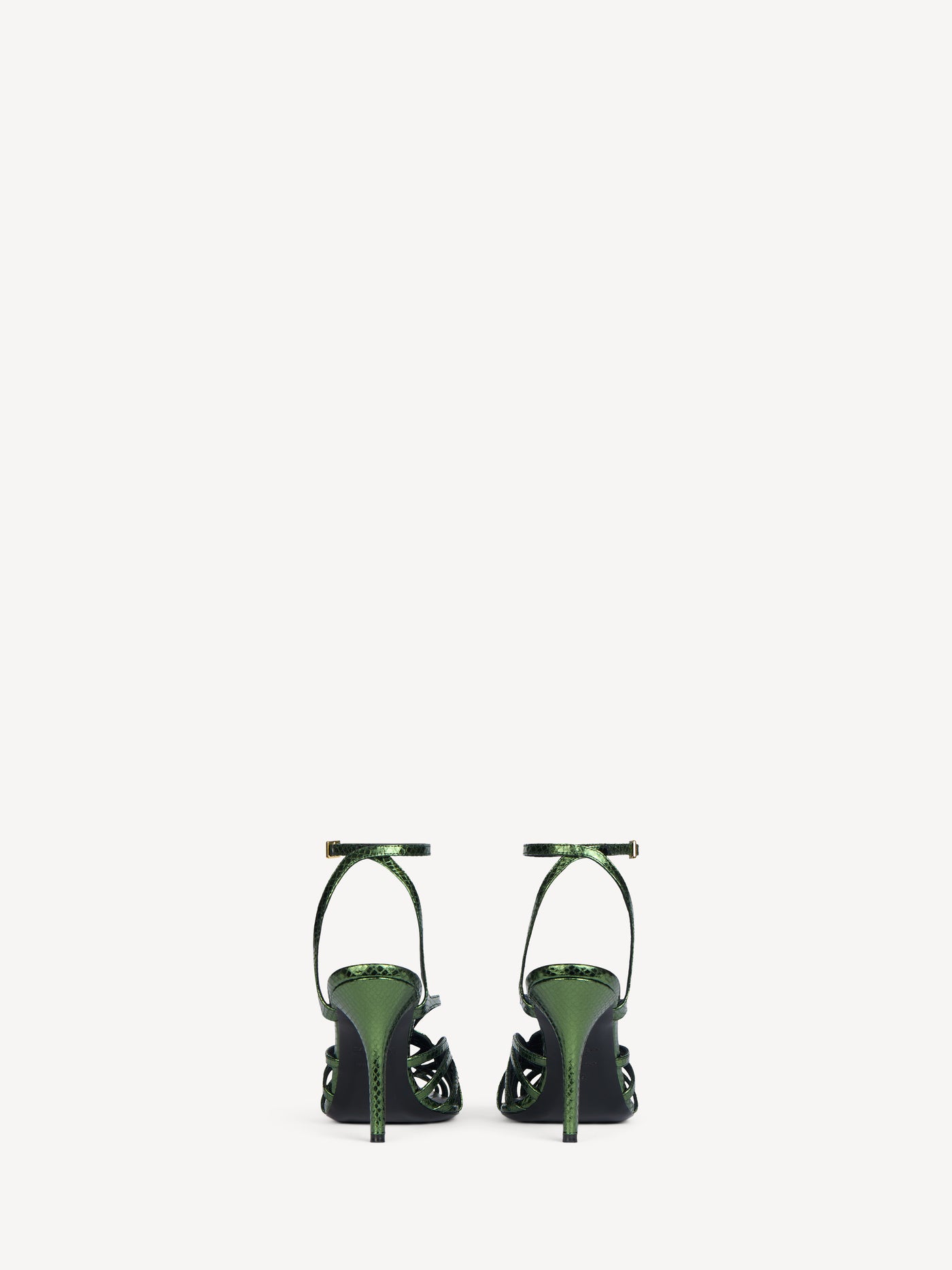 Python-effect leather Cage sandals