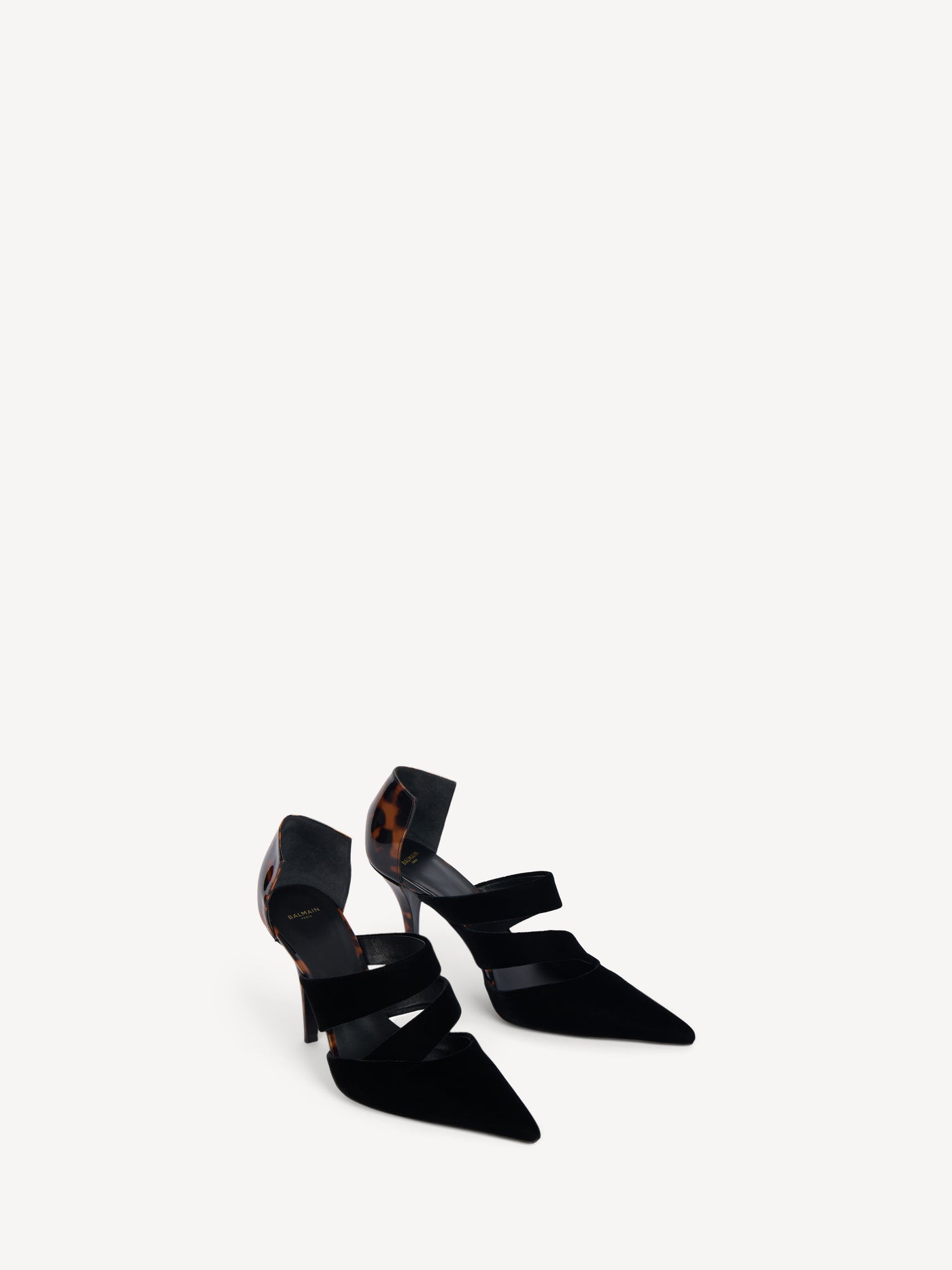 Escarpins en velours et cuir verni imprimé